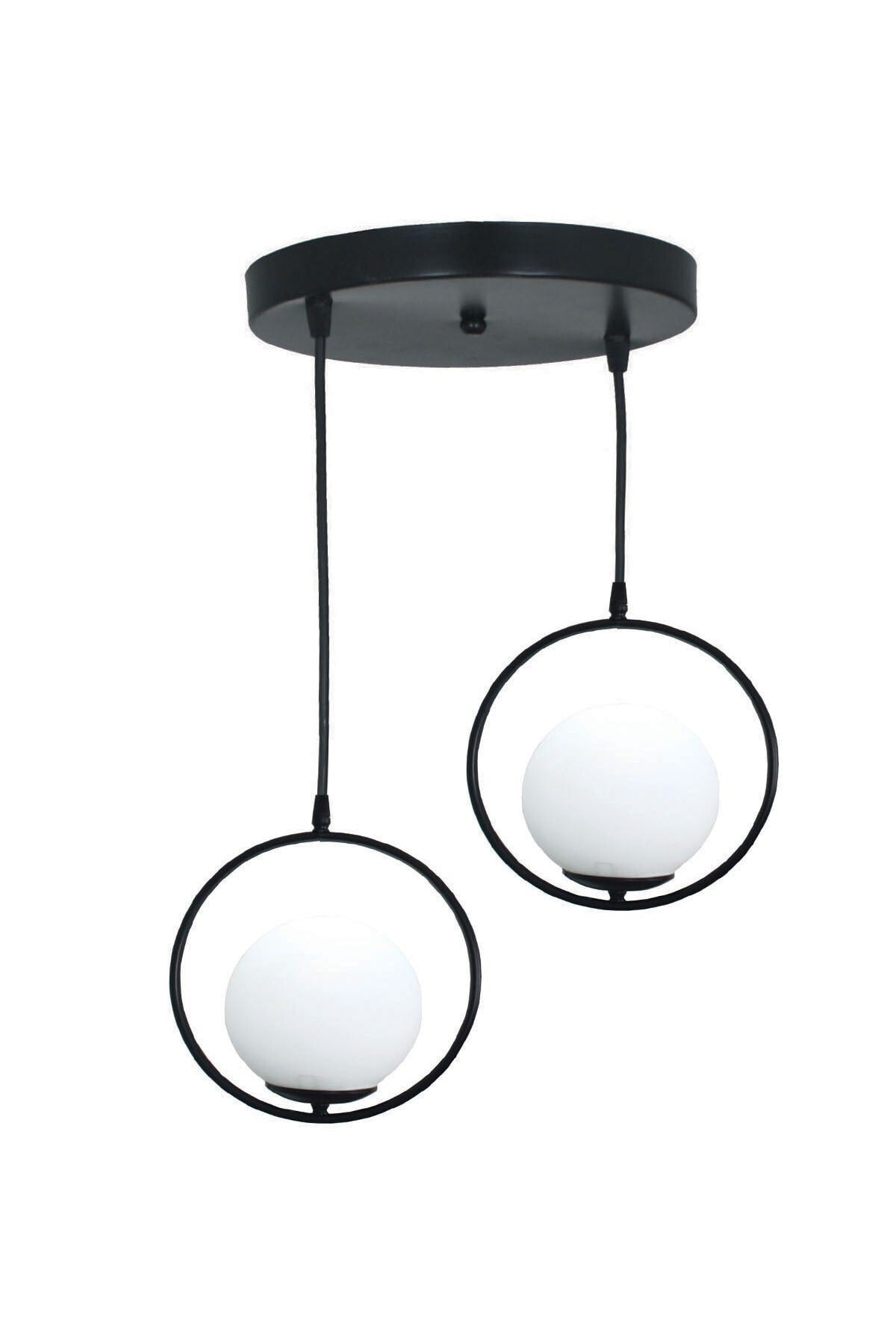 Lito 2 Black Tray Pendant Lamp Chandelier-Glass