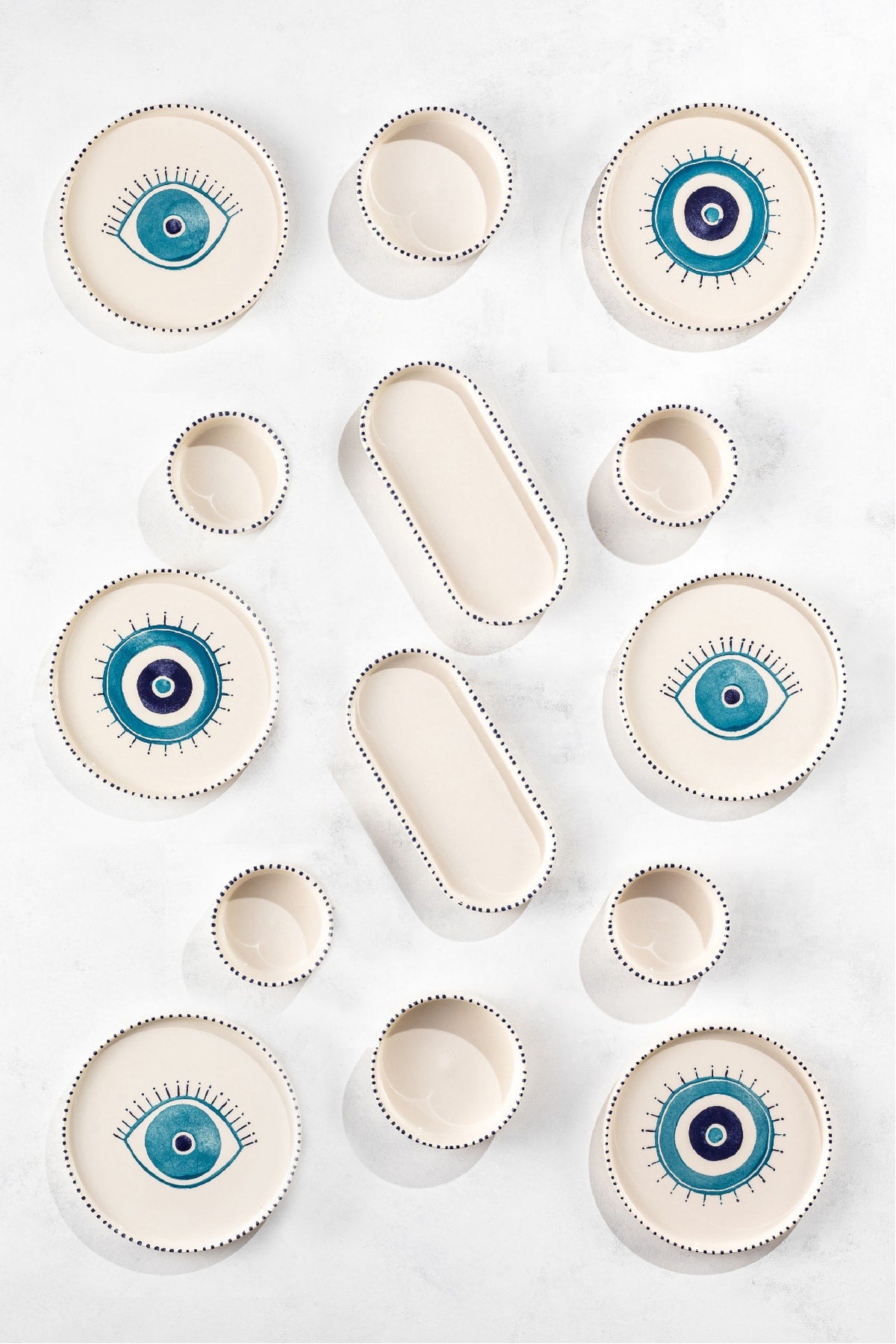 Nazar 14 Pieces Stackable Breakfast Set For 6 People - Luxurious Breakfast Serving Set Plate