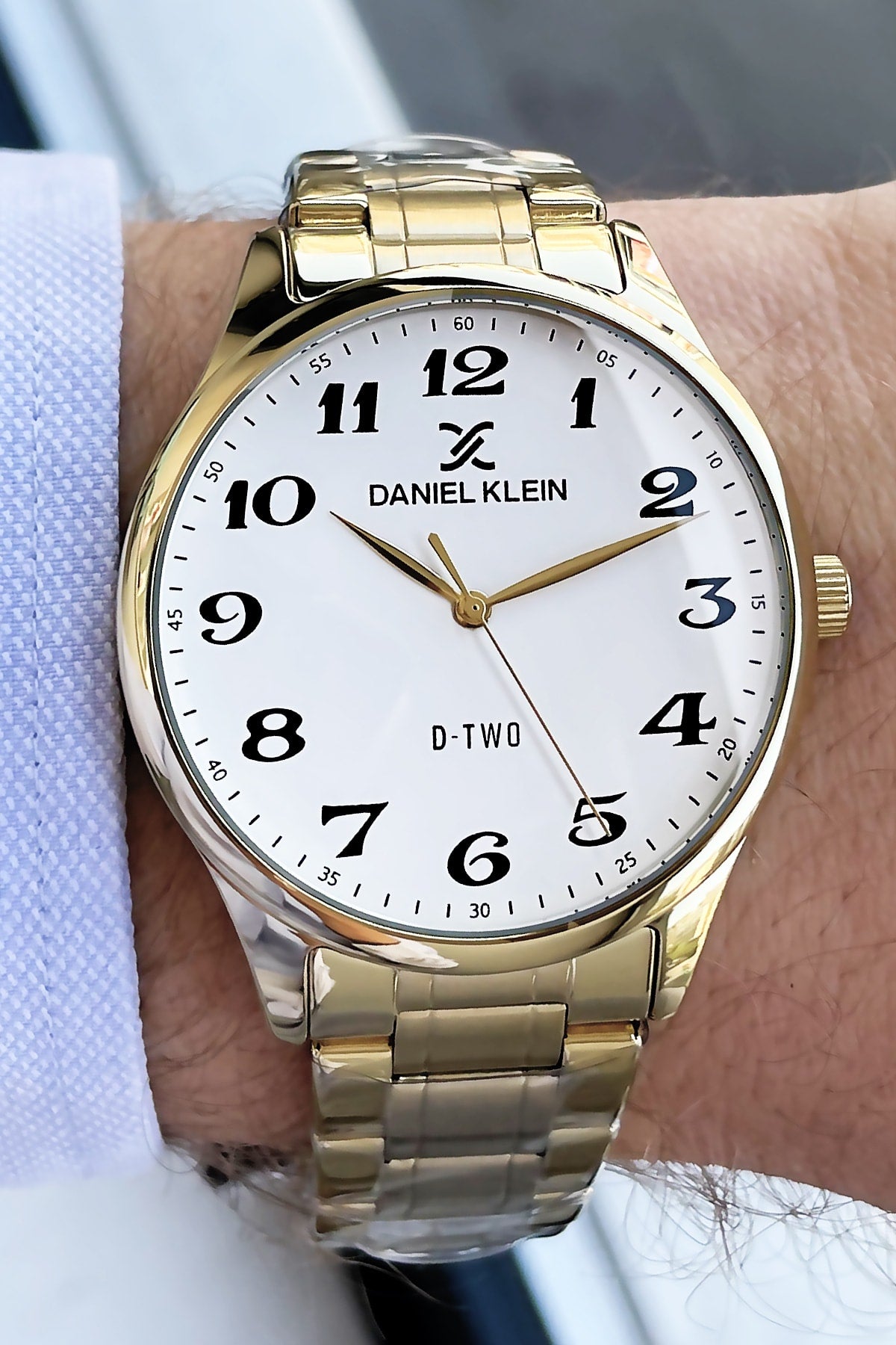 Herren Armbanduhr 3 ATM Wasserdicht Goldfarben Stahlband + Armband Dke2056C1