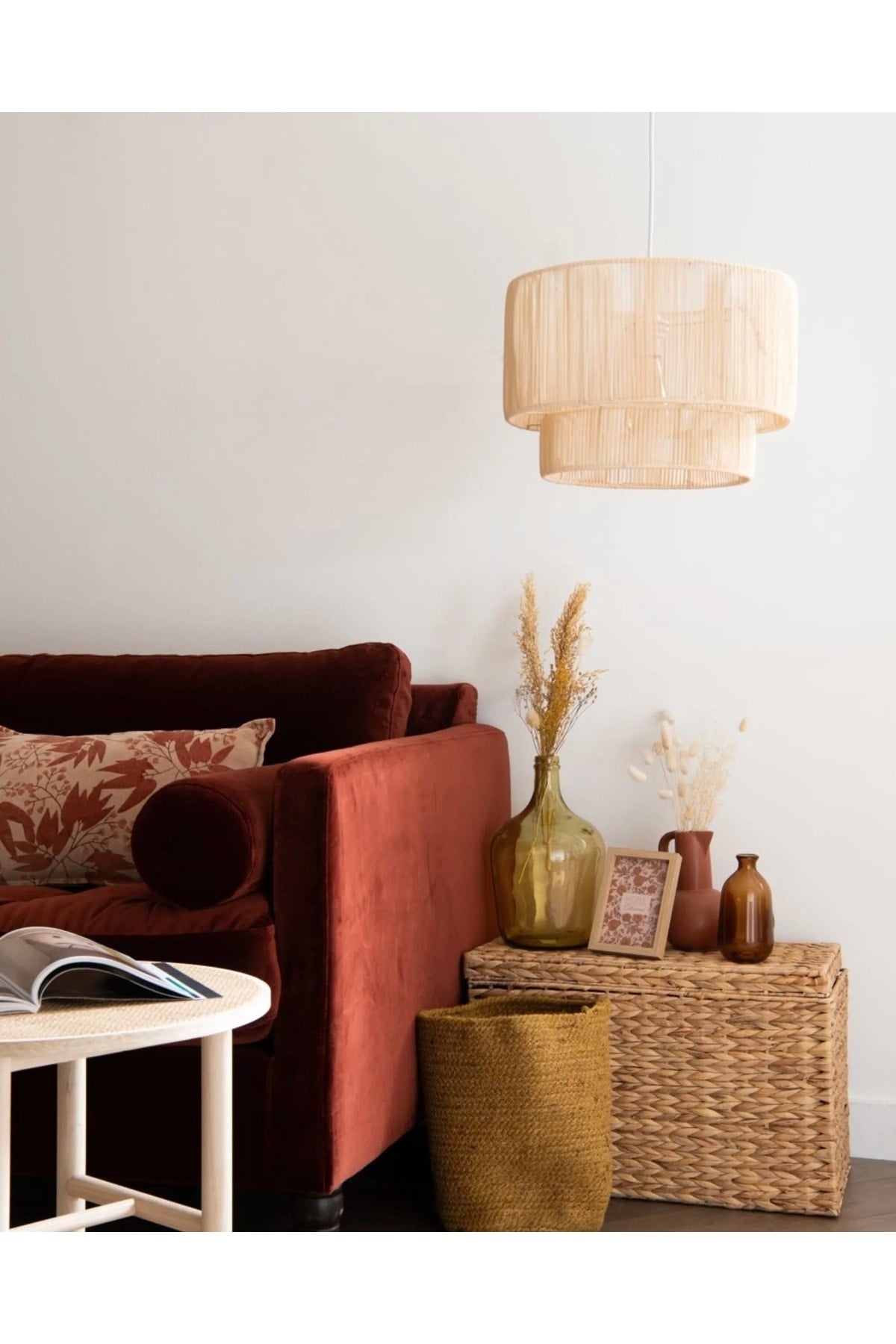 Zwei Ebenen Makramee Böhmische rustikale moderne skandinavische Stil Kronleuchter Beleuchtung Lampe