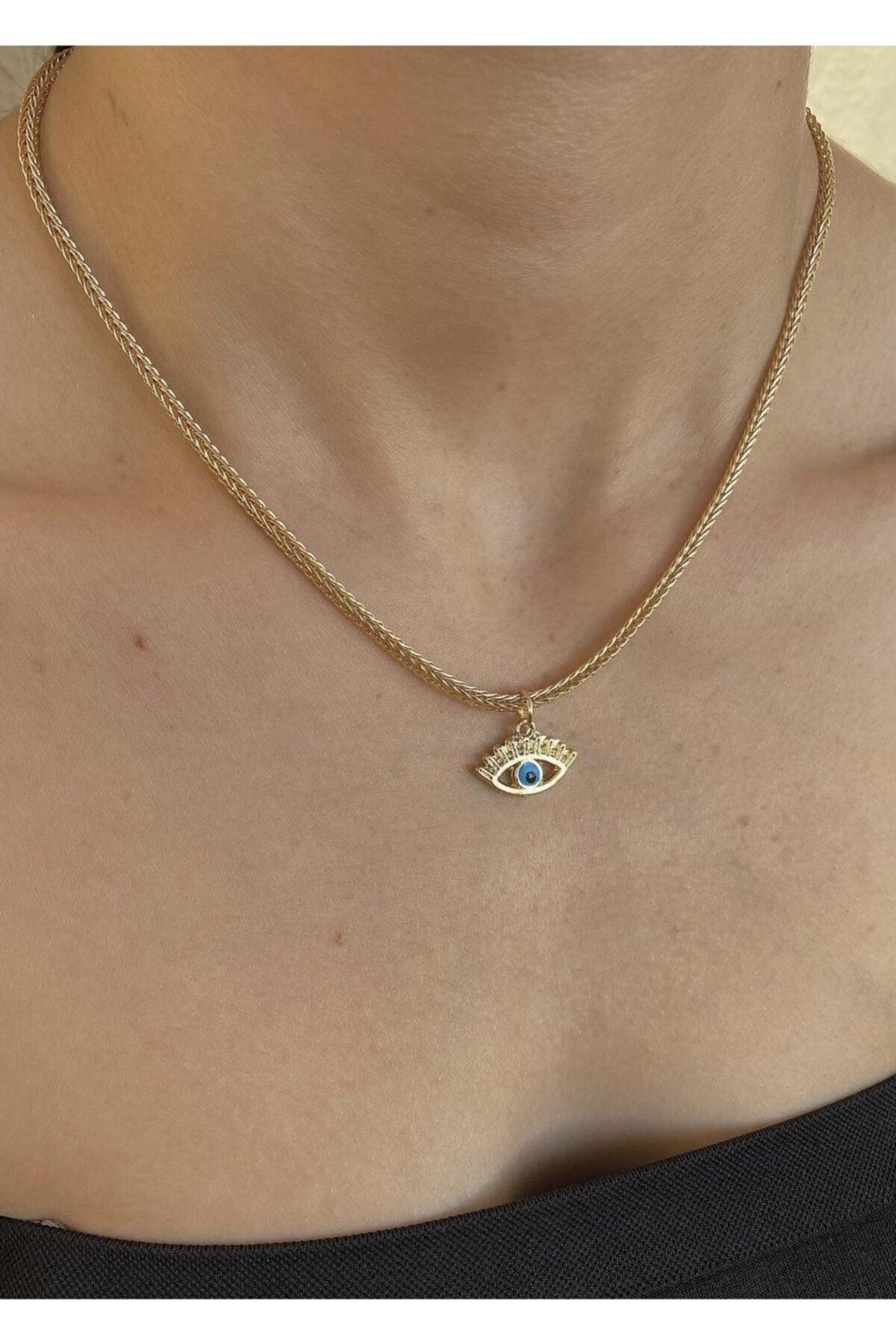 Gold Snake Chain Eye Necklace - Swordslife