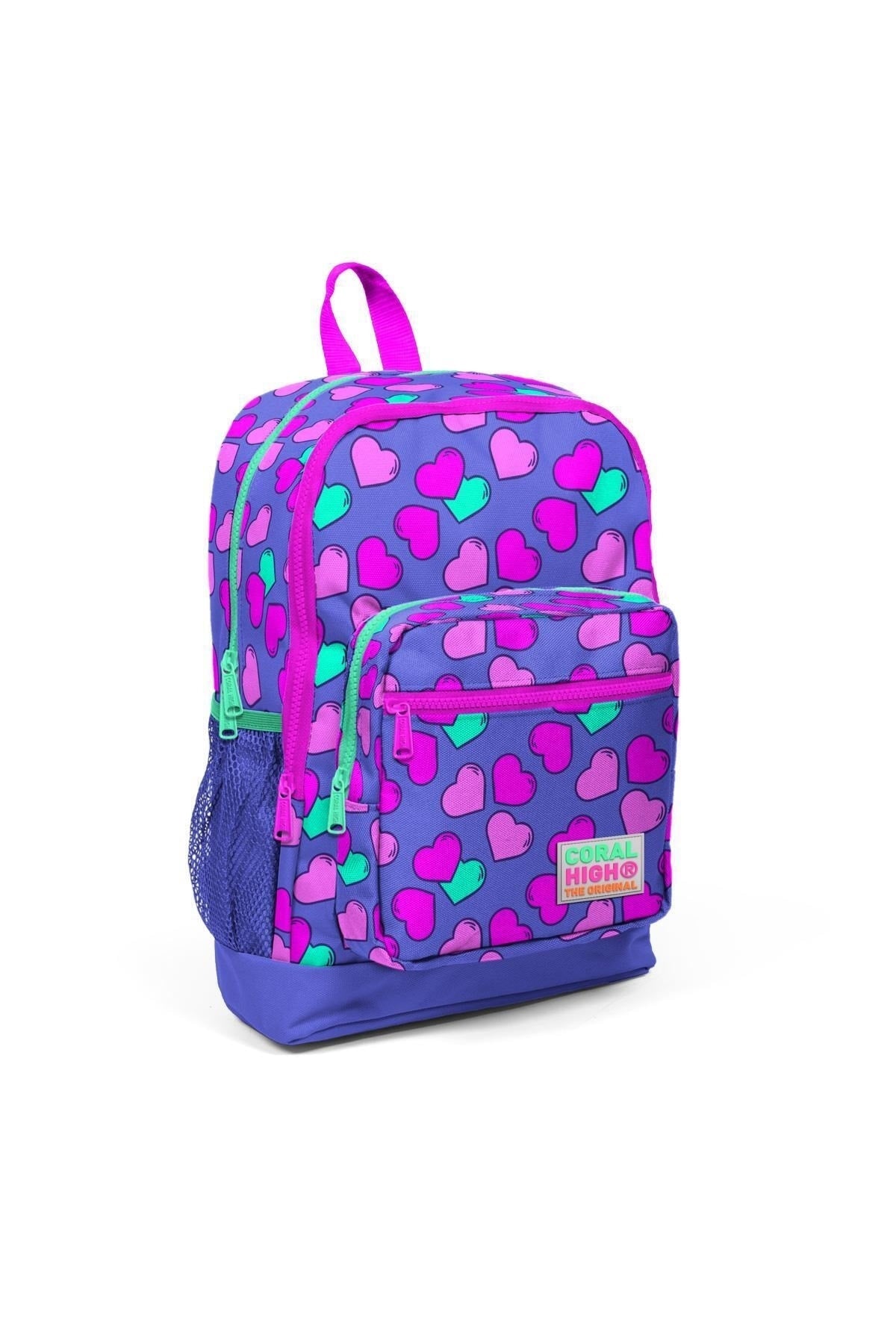 Kids Lavender Pink Heart Pattern Usb 3 Pcs School Bag Set Set0123263