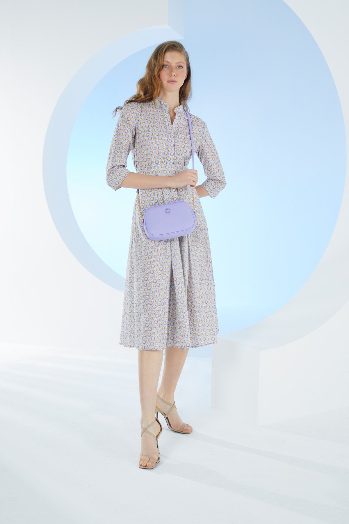 Print Lavendel Damen Schultertasche 05Po22Y1543