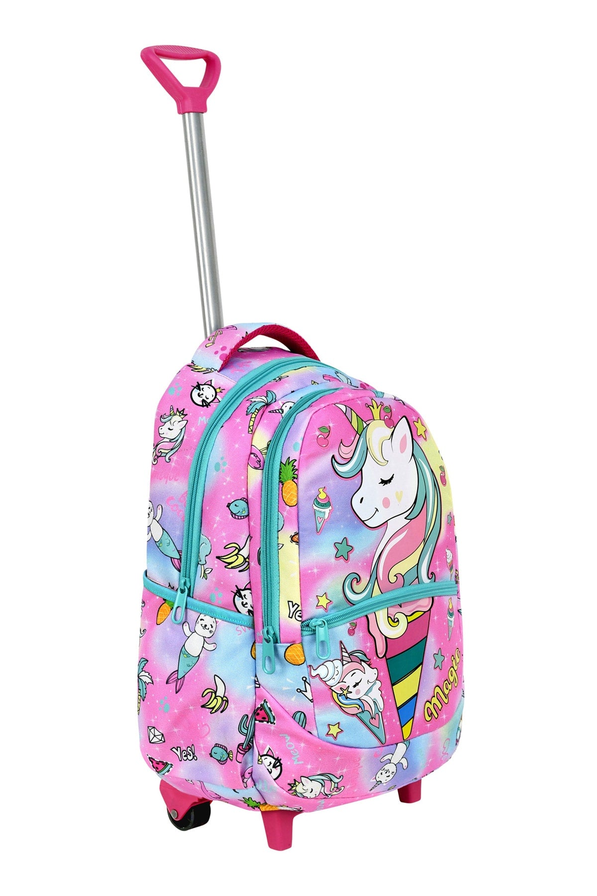 3-Pack School Set With Squeegee, Unicorn Pattern Primary School Bag + Lunch Box + Pencil Holder