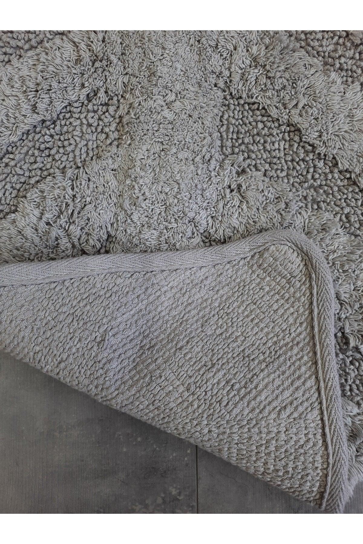 Leaf Gray Natural Cotton Bath Mat 100x100 Cm One Piece Tufting Woven Mat - Swordslife