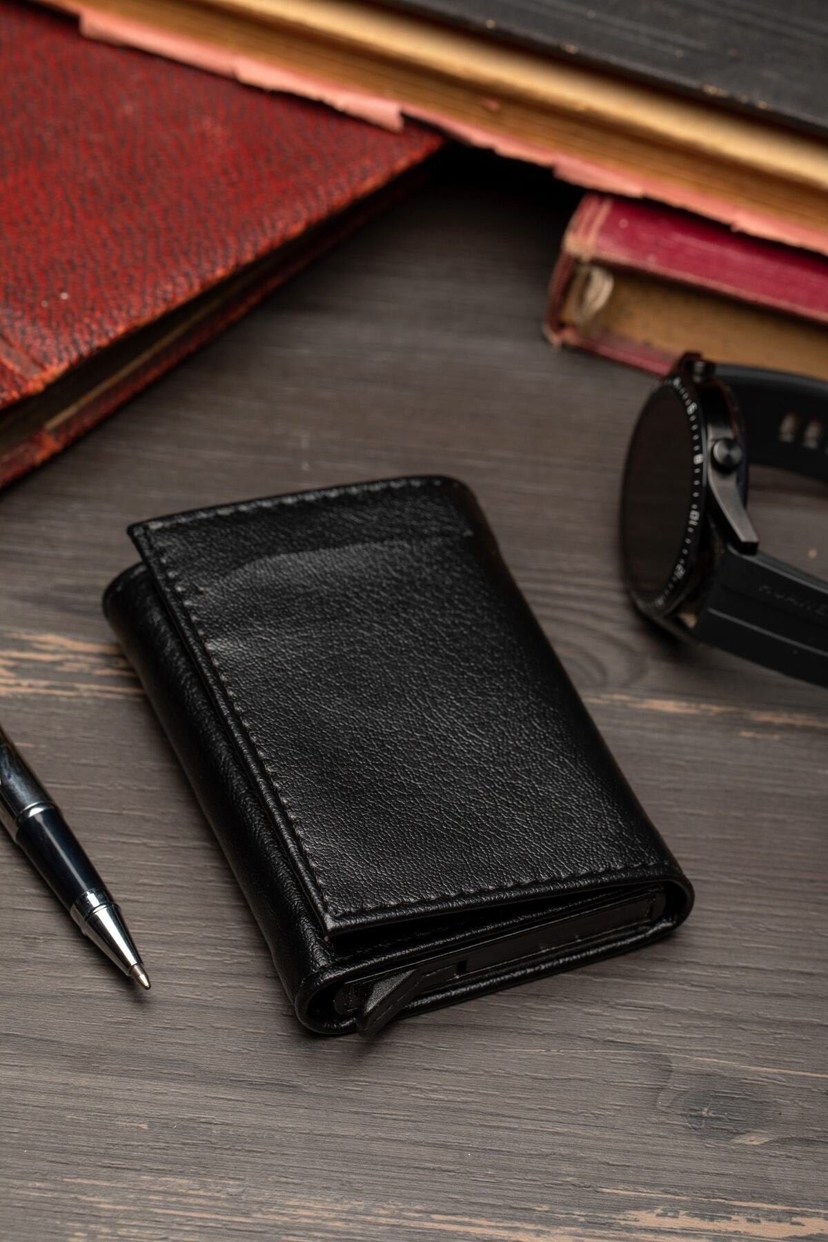 Mechanismus und Qualität Schwarze Herren Leder Geldbörse Unisex