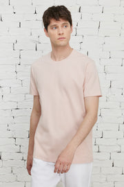 Men'S Dried Rose 100% Cotton Slim Fit Slim Fit Crew Neck Short Sleeved T-Shirt