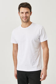 Men'S White 100% Cotton Slim Fit Slim Fit Crew Neck Short Sleeved T-Shirt