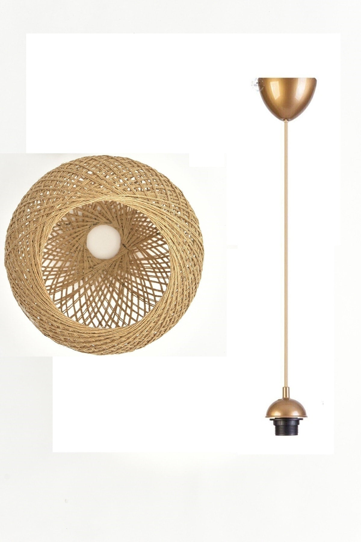 Balle Wicker Pendelleuchte Kugel Kronleuchter Gold Kabel