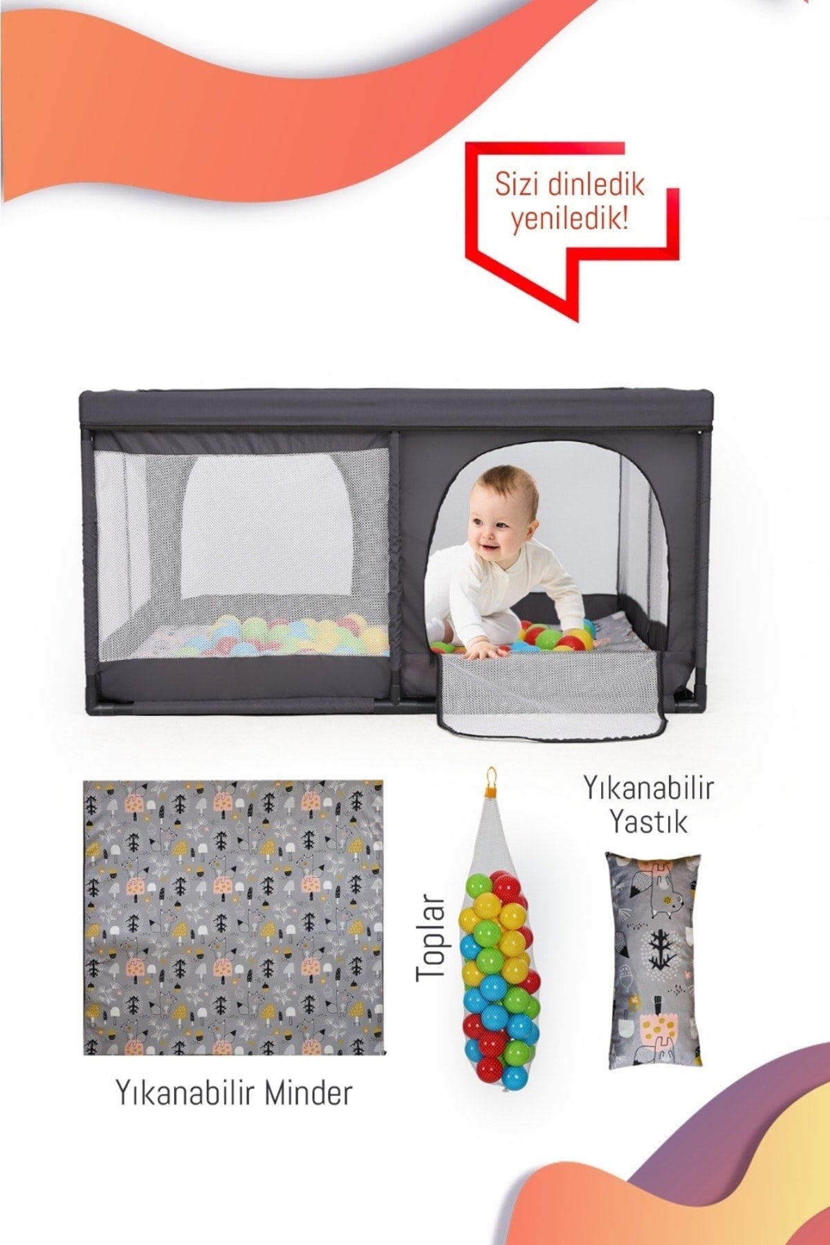 Markadizayn Sicherer Laufstall Spielplatz Baby Spielmatte Pilsan Spielbälle 125*125