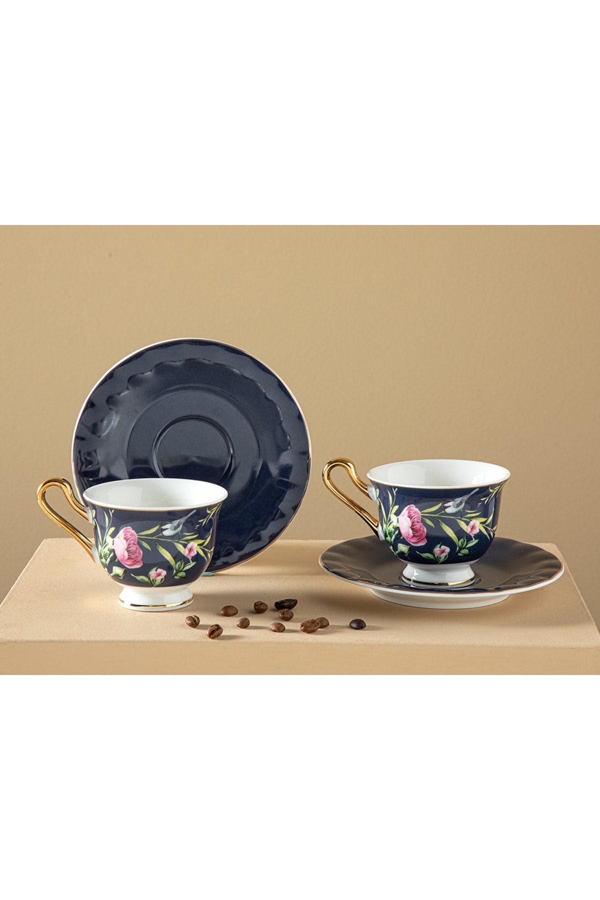 Vanilla New Bone China 4er Set Kaffeetassen 90 ml Dunkelblau