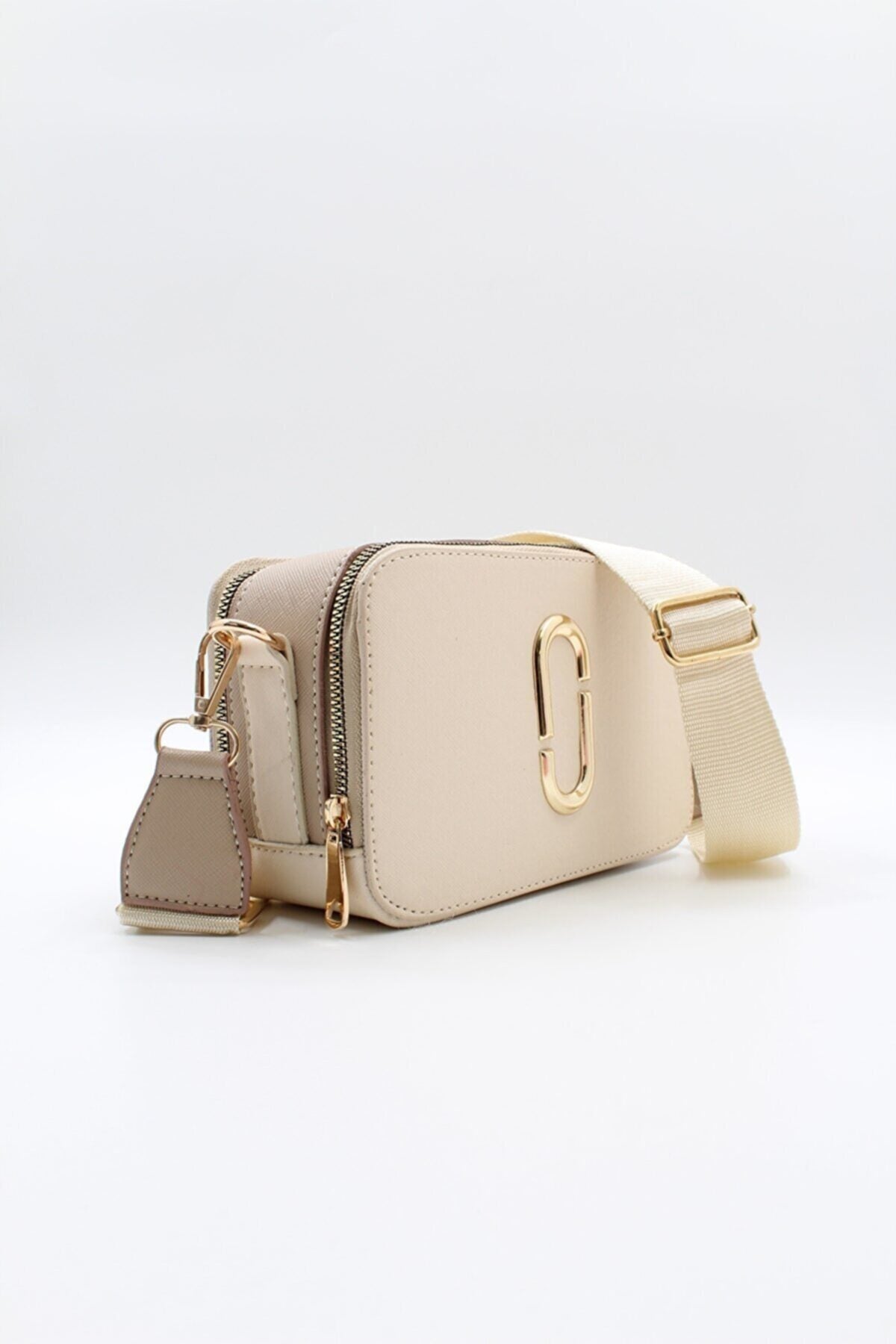 Damen Two Eyed Pocket Hand- und Schultertasche Creme
