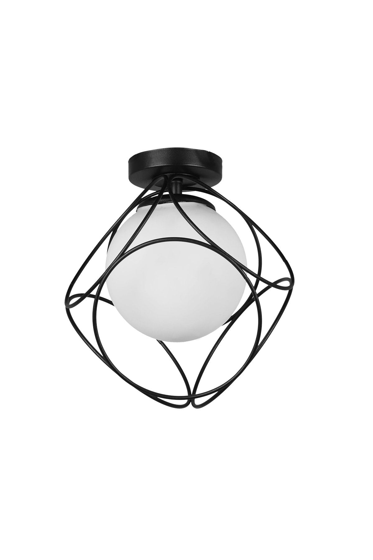 Suna Single Black-White Glass Ceiling Mount Chandelier