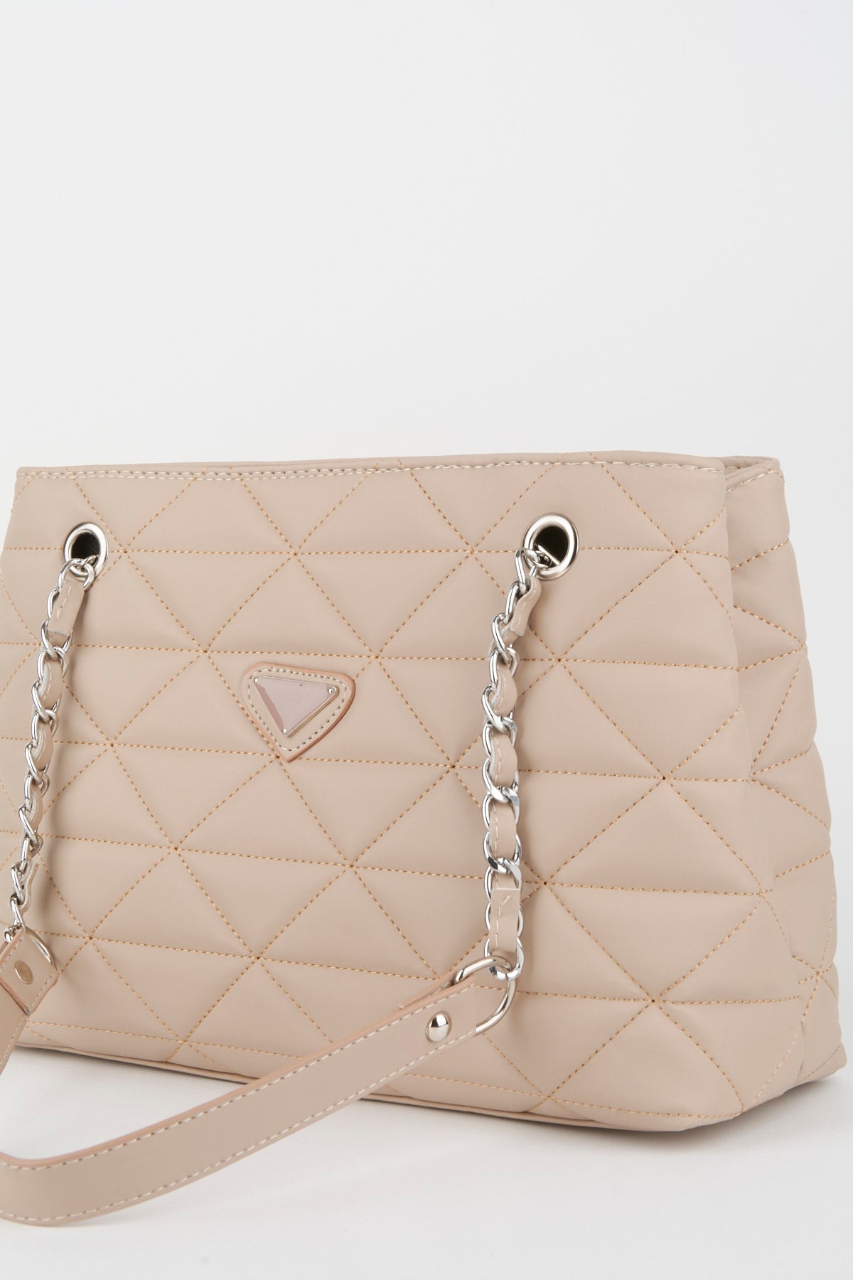 Crocos Satin Nerz gesteppt 3 Fächer Reißverschluss Kettenriemen gefüttert Hand Arm und Schultertasche