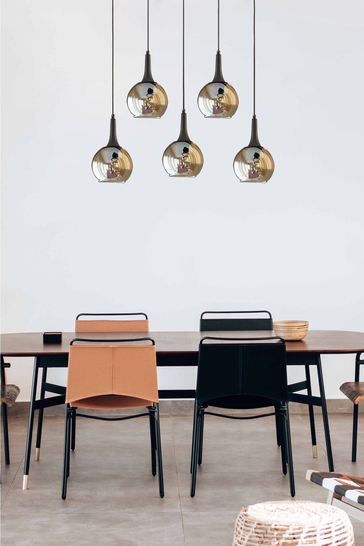 Fred Moderne Dekorative Reihe Schwarz Farbe Honig Glas Reihe Pendelleuchte über dem Esstisch - Wohnzimmer 5 Stück Kronleuchter