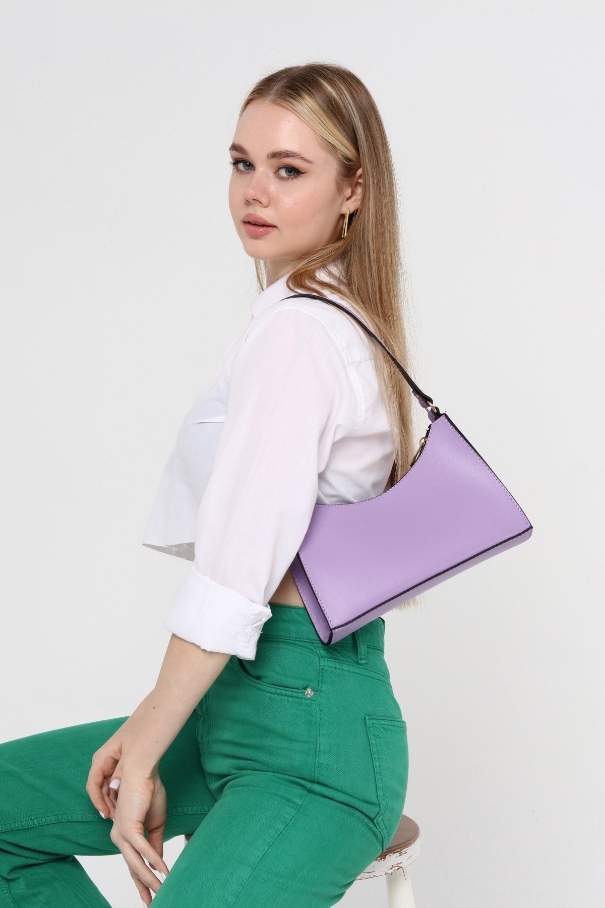 Lila Baguette Baguette Hand- und Schultertasche Gc009020