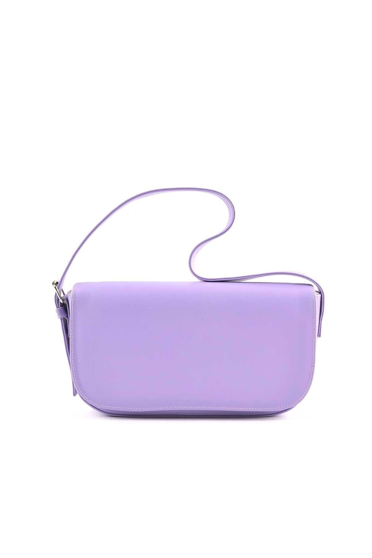 Baguette-Tasche mit blauem Deckel