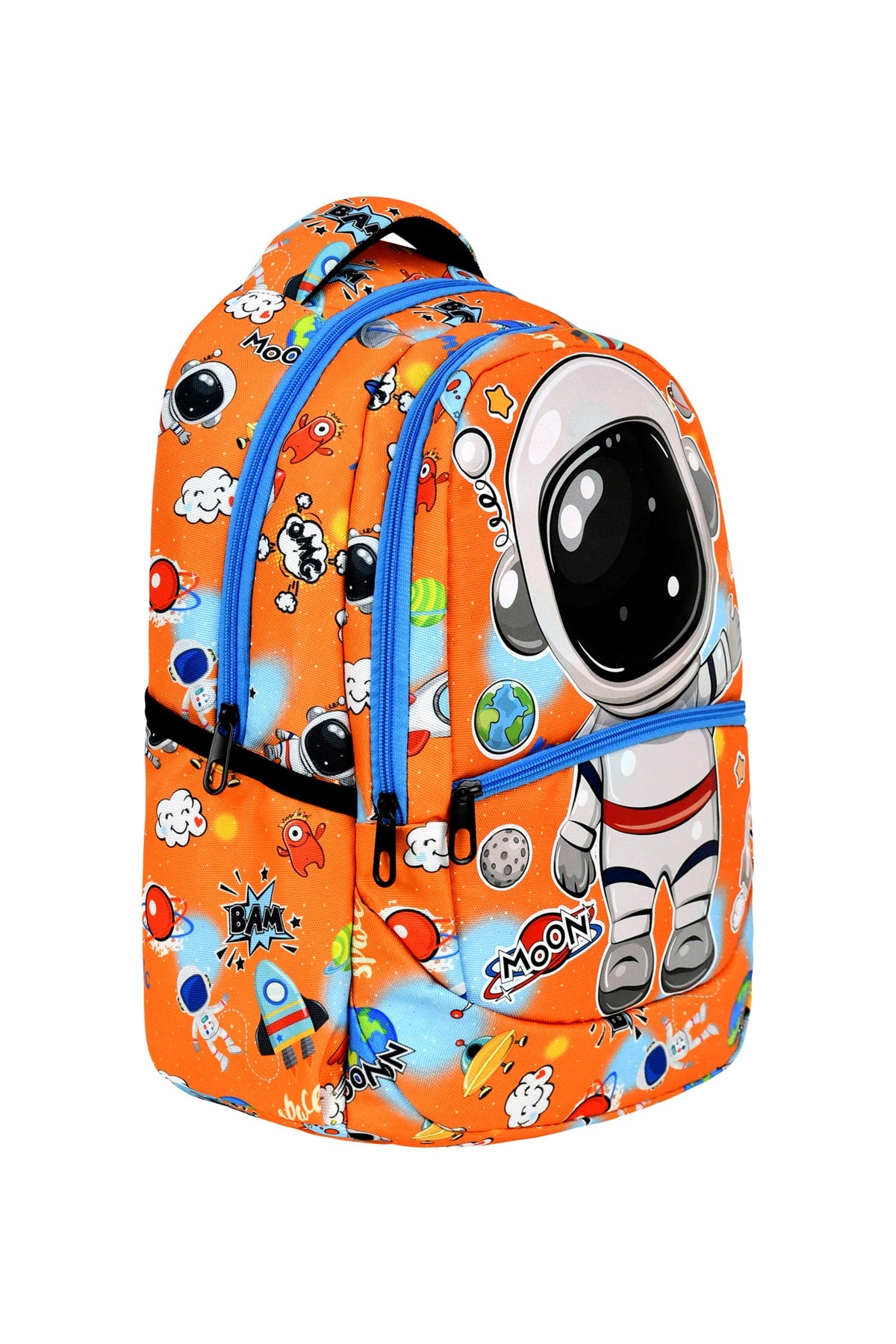 3er-Pack Grundschul-Schulranzen mit Astronauten-Muster, mit Essen und Stiftehalter für Jungen