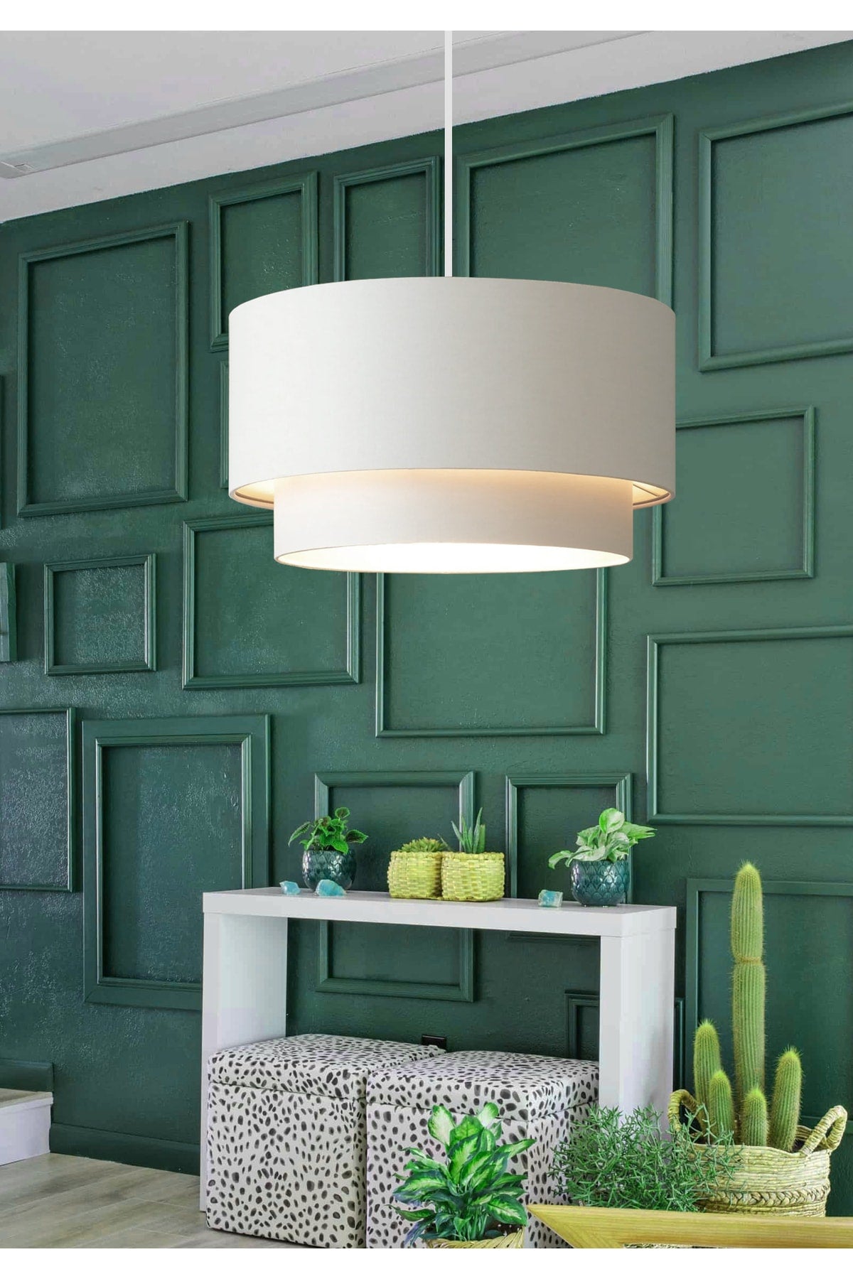 Cake Pendant Lamp White Fabric Chandelier Ayd-2563