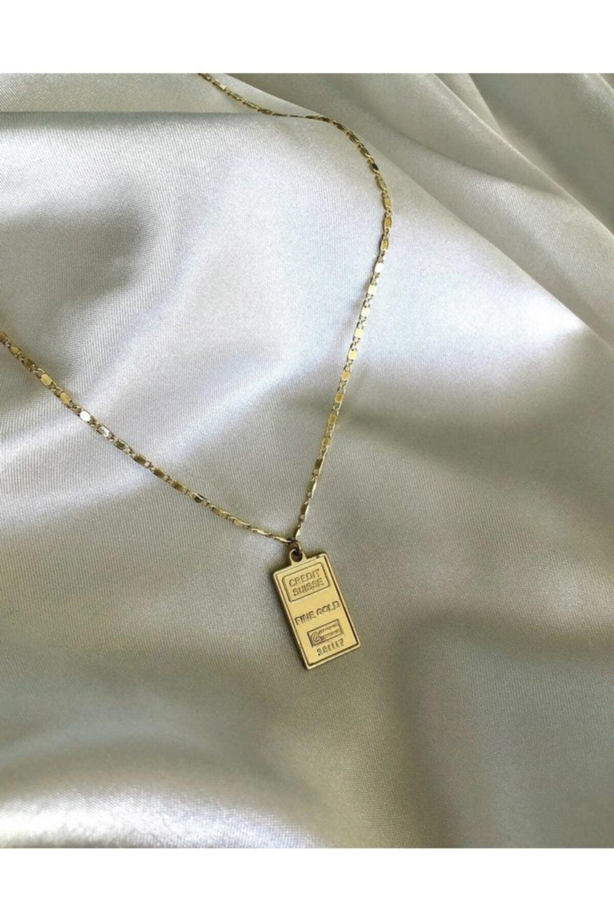 Women's Gold Plated Elizabeth Detailed Plate Necklace - Swordslife