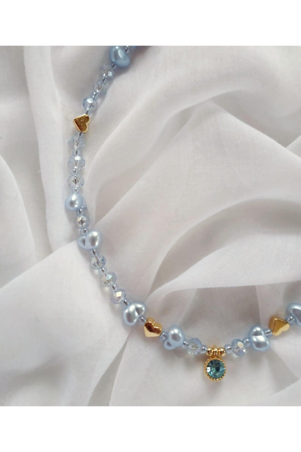 Baroque Crystal Bead Necklace with Blue Glitter Tip - Swordslife