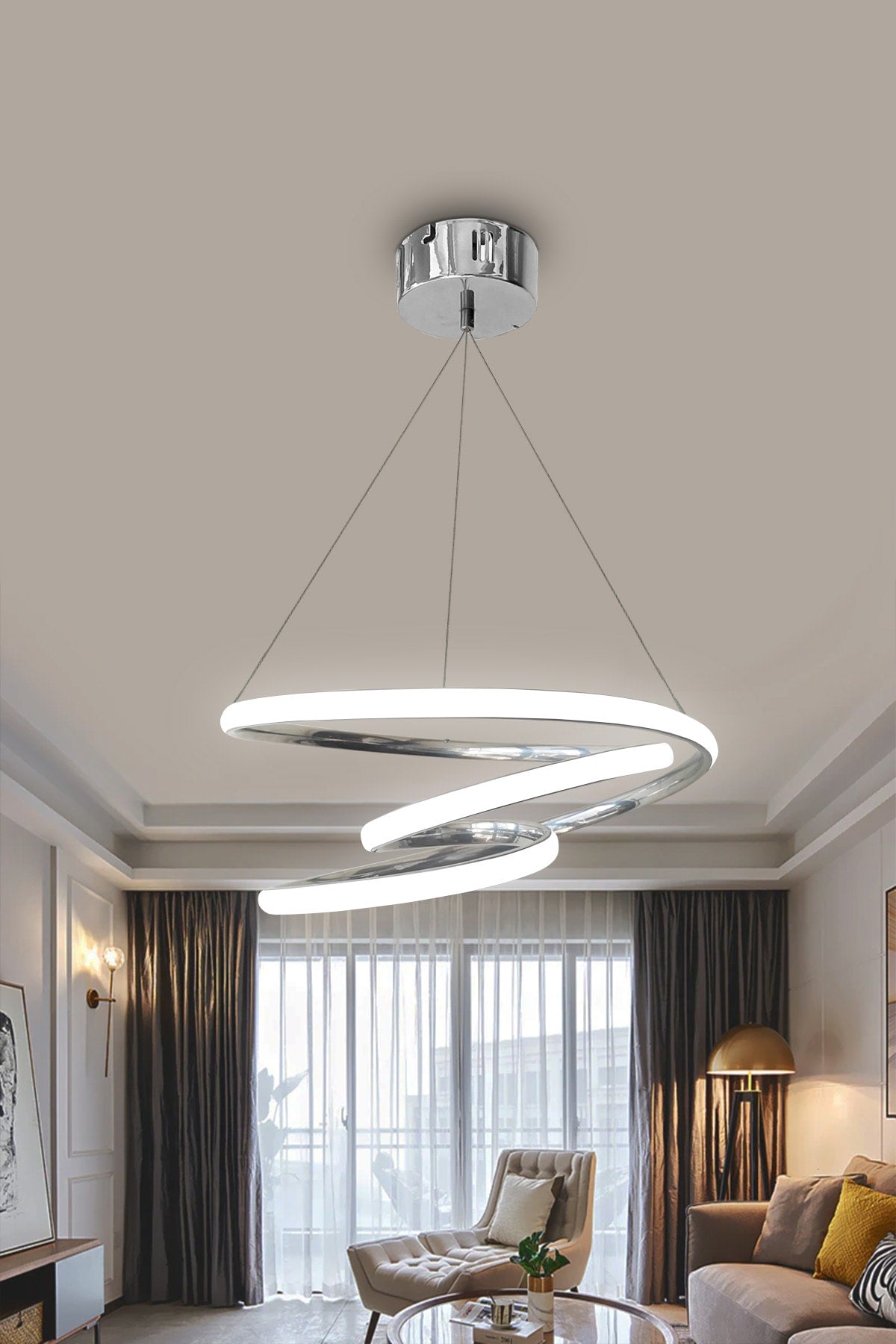 Chrom Galaxy LED-Kronleuchter mit 3 Farbsteuerungsdimmer