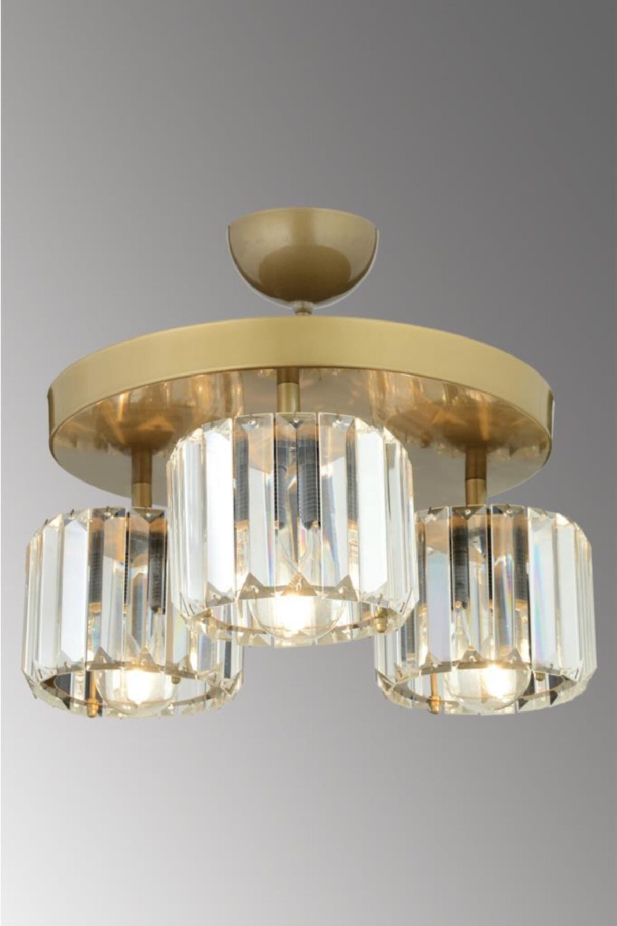 Lara 3-Piece Antique Yuv.Y-10 Crystal Stone Chandelier