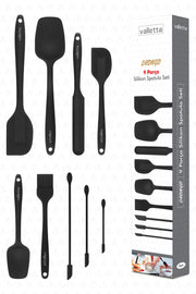 Drongo Jar Scraper Silicone Spatula Set 9 Pcs Black