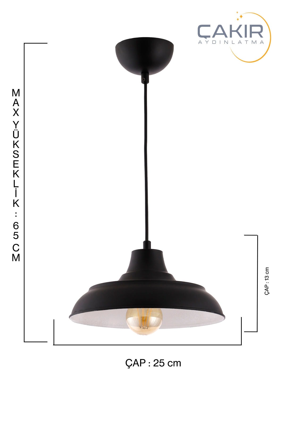 Fiyona Finish Black And White Single Pendant Chandelier - Çakır Avize