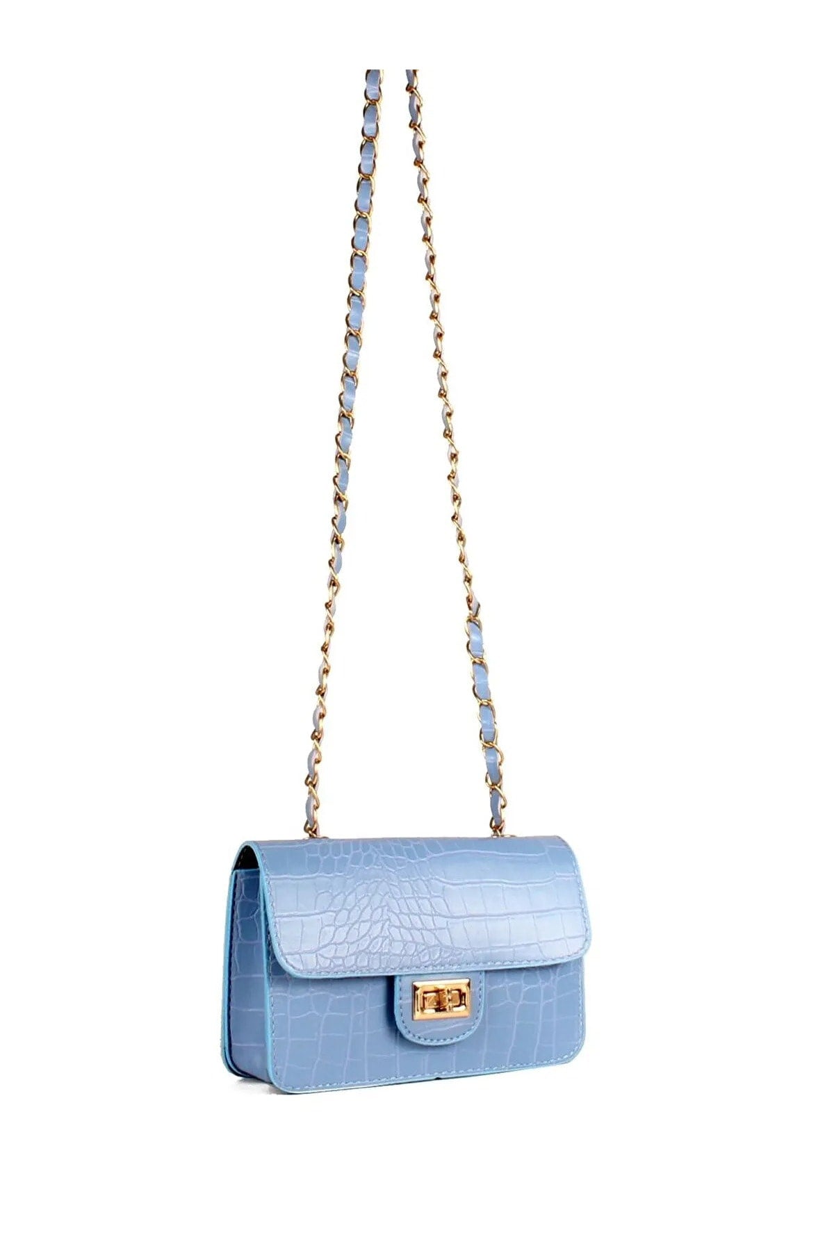 Mini-Umhängetasche mit Krokodilmuster für Damen