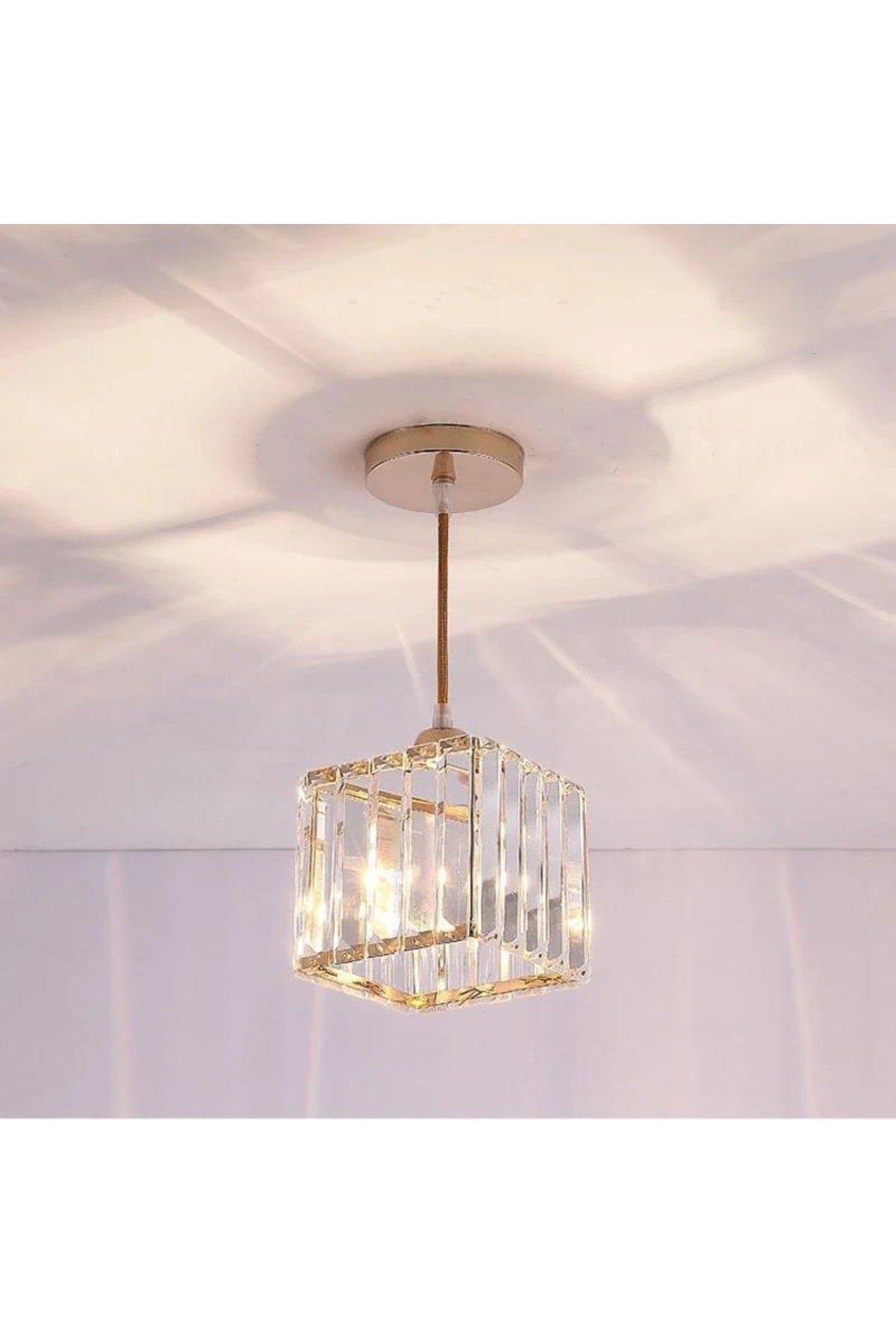 Moderne Luxus Pendelleuchte Kronleuchter Flur Gelb Quadrat Kristall Stein Kronleuchter