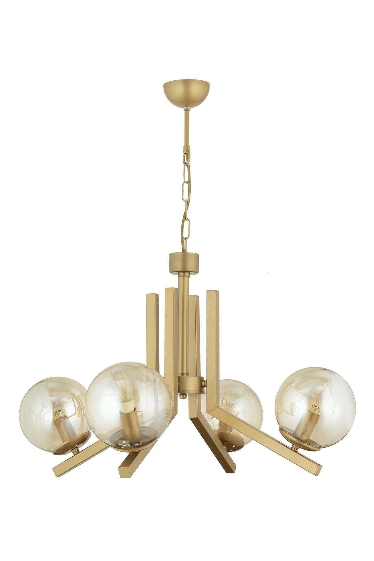 Kronleuchter Mikel, 4-teilig, antik, bemalt, Honigglas, modern, für junges Zimmer, Schlafzimmer, Wohnzimmer