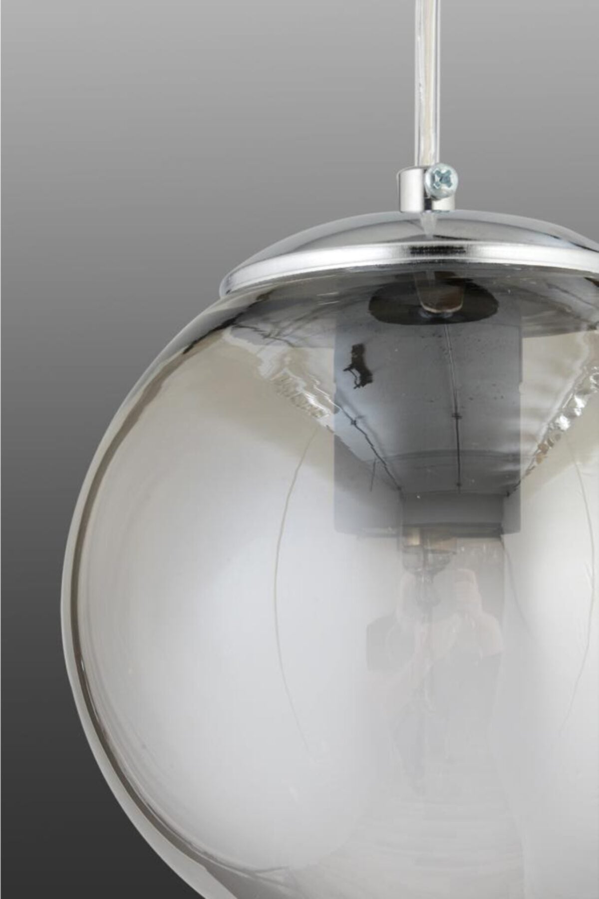 Pendant Lamp Single Smoked Glop Glass Chandelier With Silver Tray