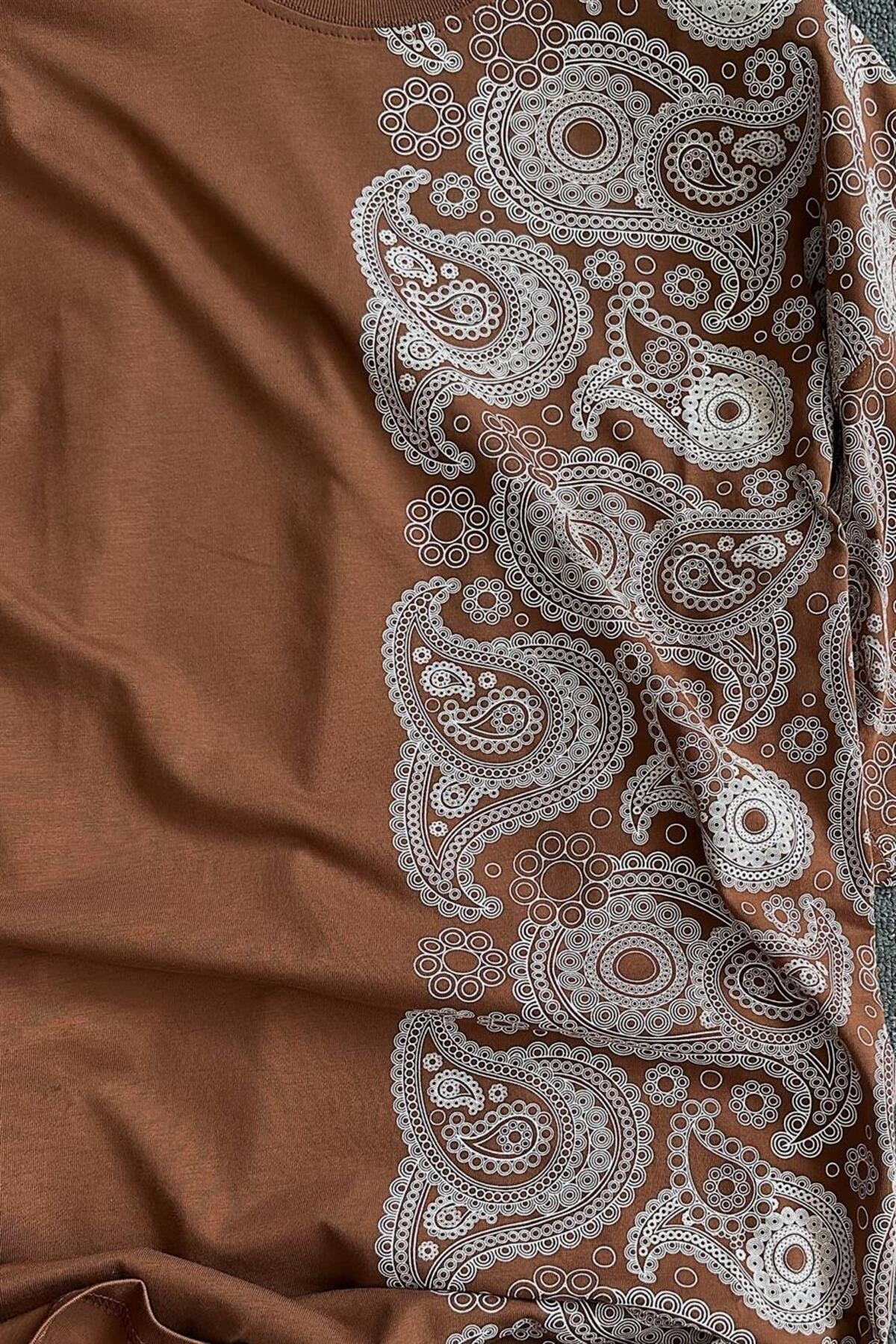 Men'S Half Mussel Pattern Printed Oversize Tshirt