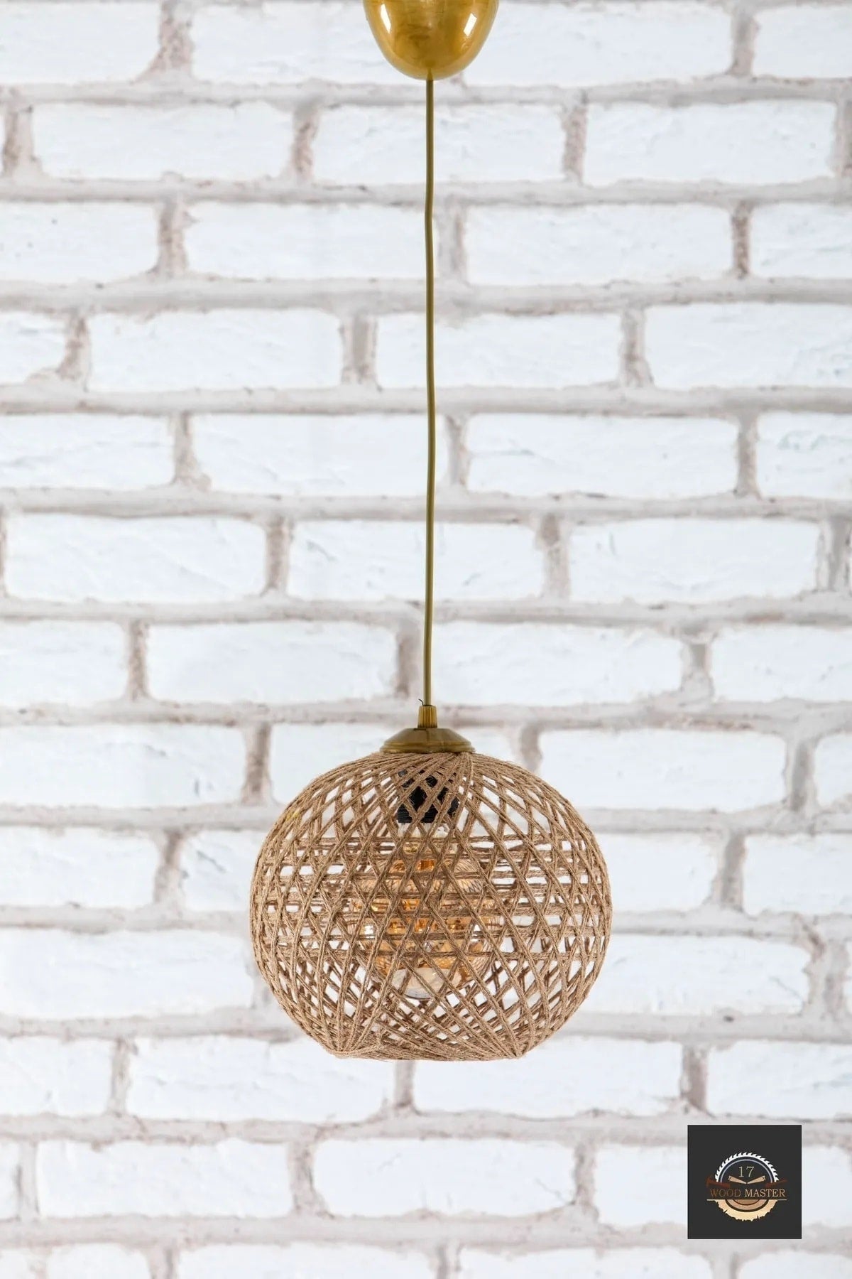 Bella Wicker Pendelleuchte, einzelner Kronleuchter (mit antikem Aufhänger-Set)
