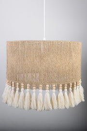 Makramee-Quasten, zweireihig, Holzperlen, Juteseil, Bohemian-Stil, handgefertigt, rustikal, natürliche Beleuchtung, Kronleuchter, Modell 10