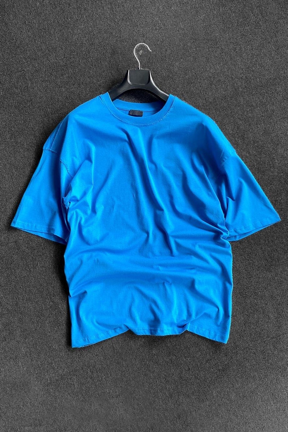 Men'S Blue 2 Thread Basic Oversize T-Shirt