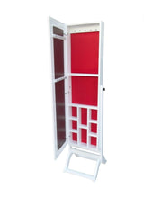 Standing Jewelry Cabinet Full Length Mirror Lacquered White - Swordslife