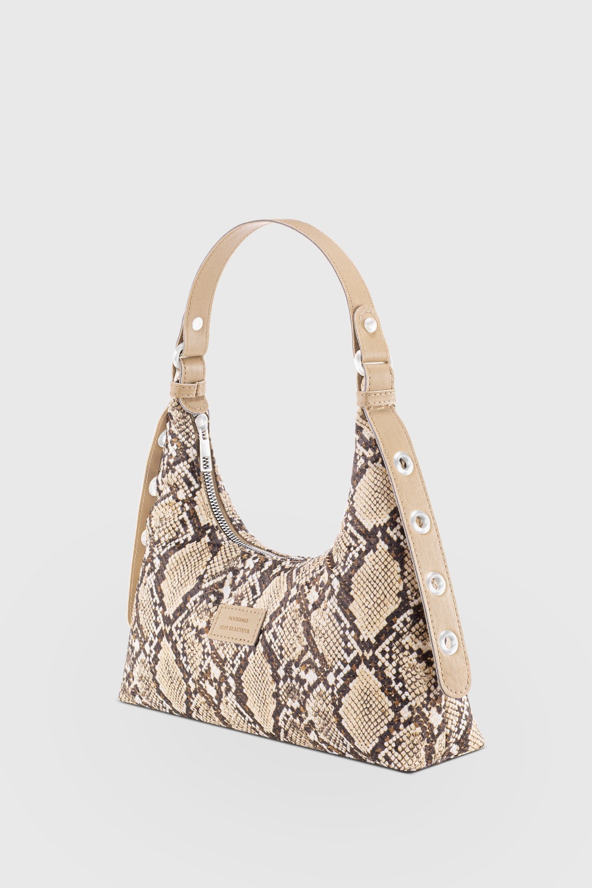 Baguette-Tasche 205 mit Schlangenhautmuster für Damen