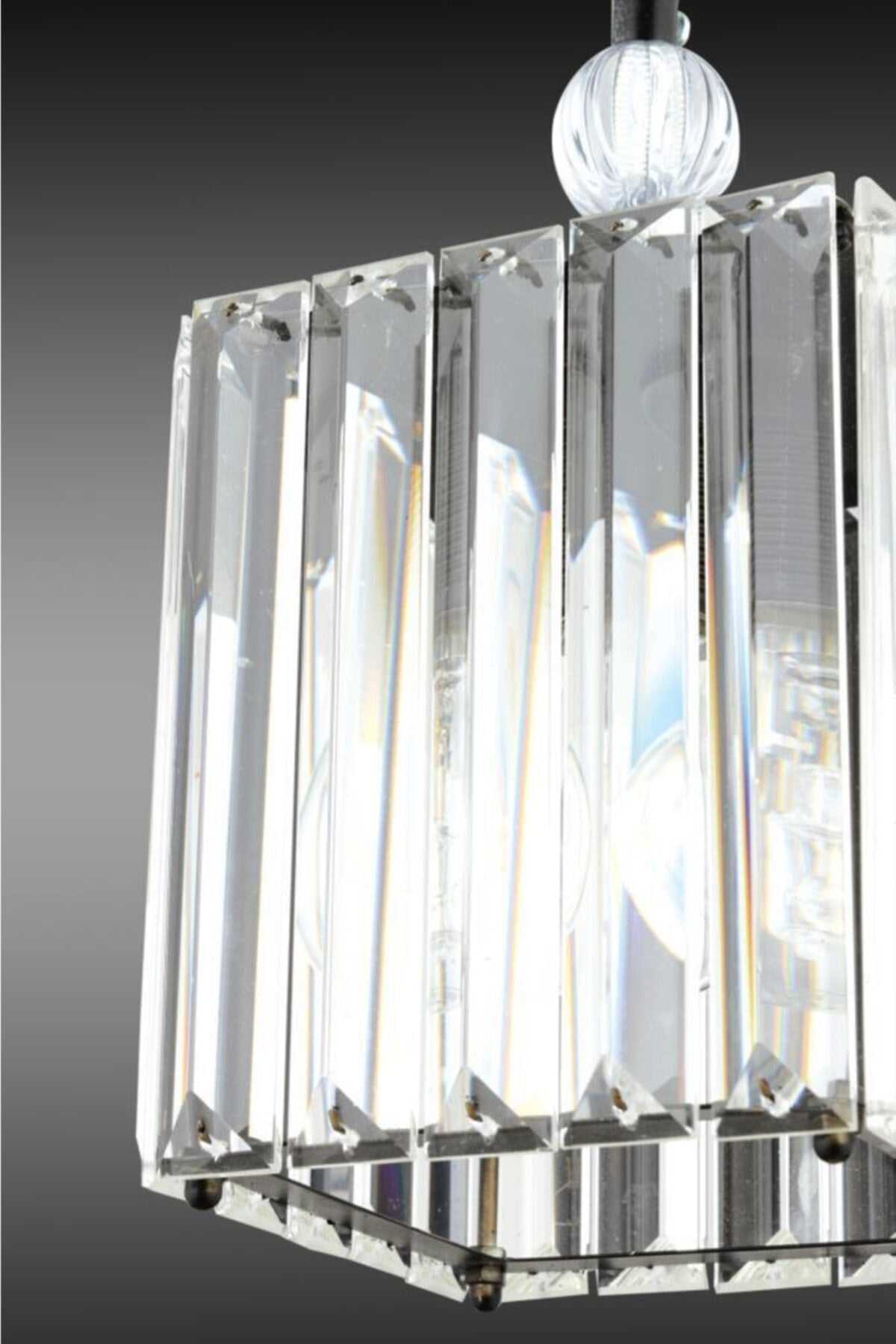 Dolunay Einzelner schwarzer K-15-Steinleuchter mit Kristallstein-Rohrleitungen