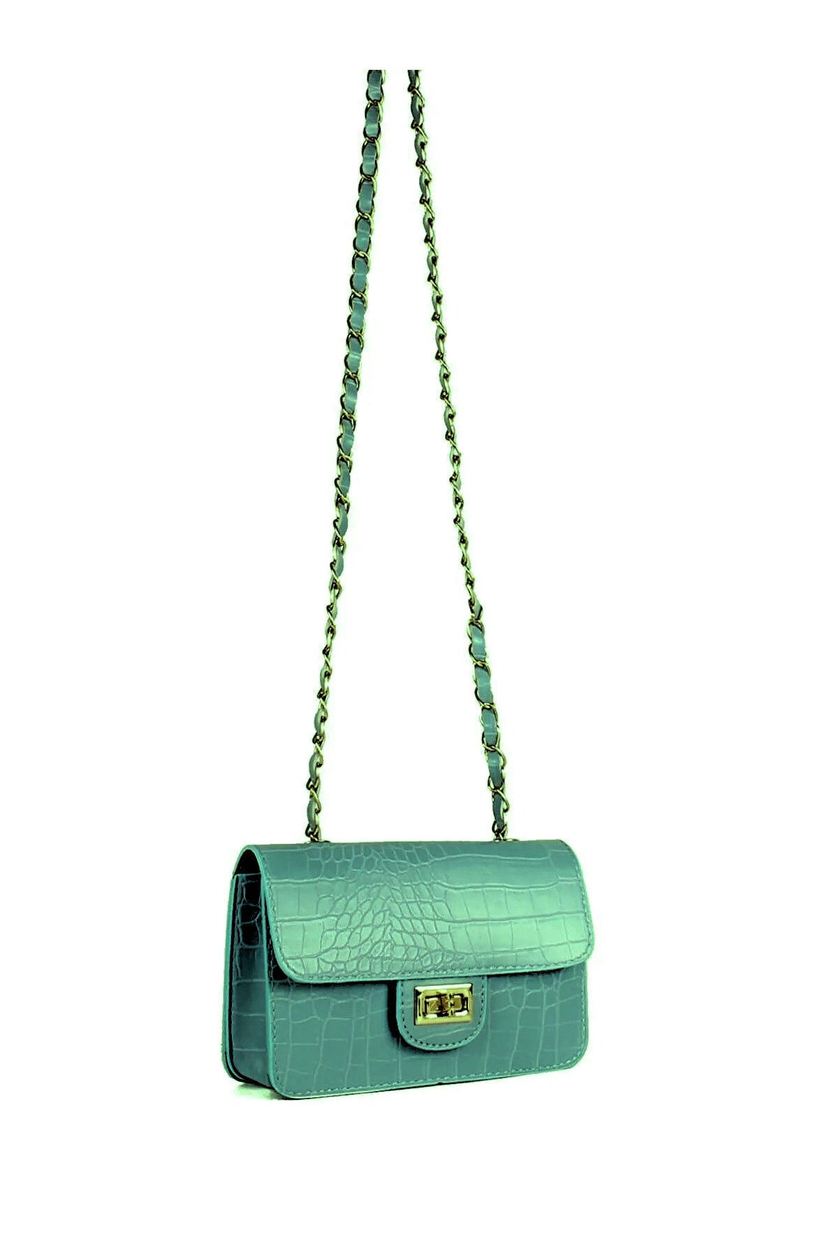 Mini-Umhängetasche mit Krokodilmuster für Damen