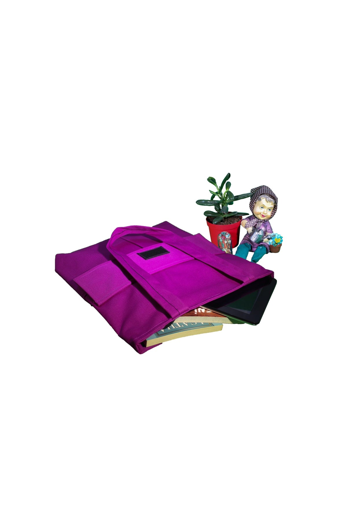 Lila Damentasche mit Reißverschluss, Hand- und Schultertasche aus Canvas