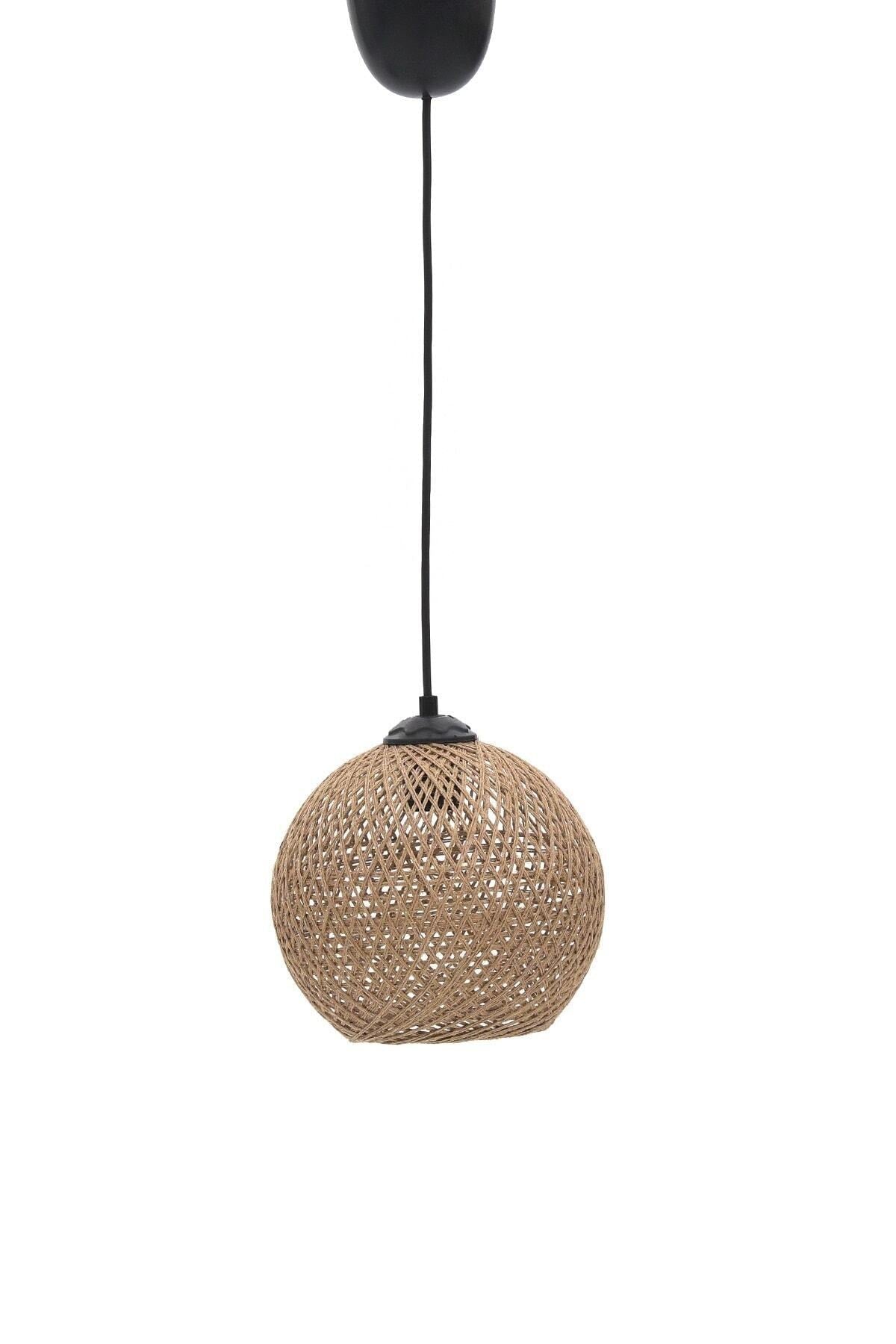 Balle Wicker Pendant Lamp Ball Chandelier (Black Hanger Set)