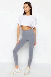 Vella - Gray High Waist Gainer Leggings - Swordslife