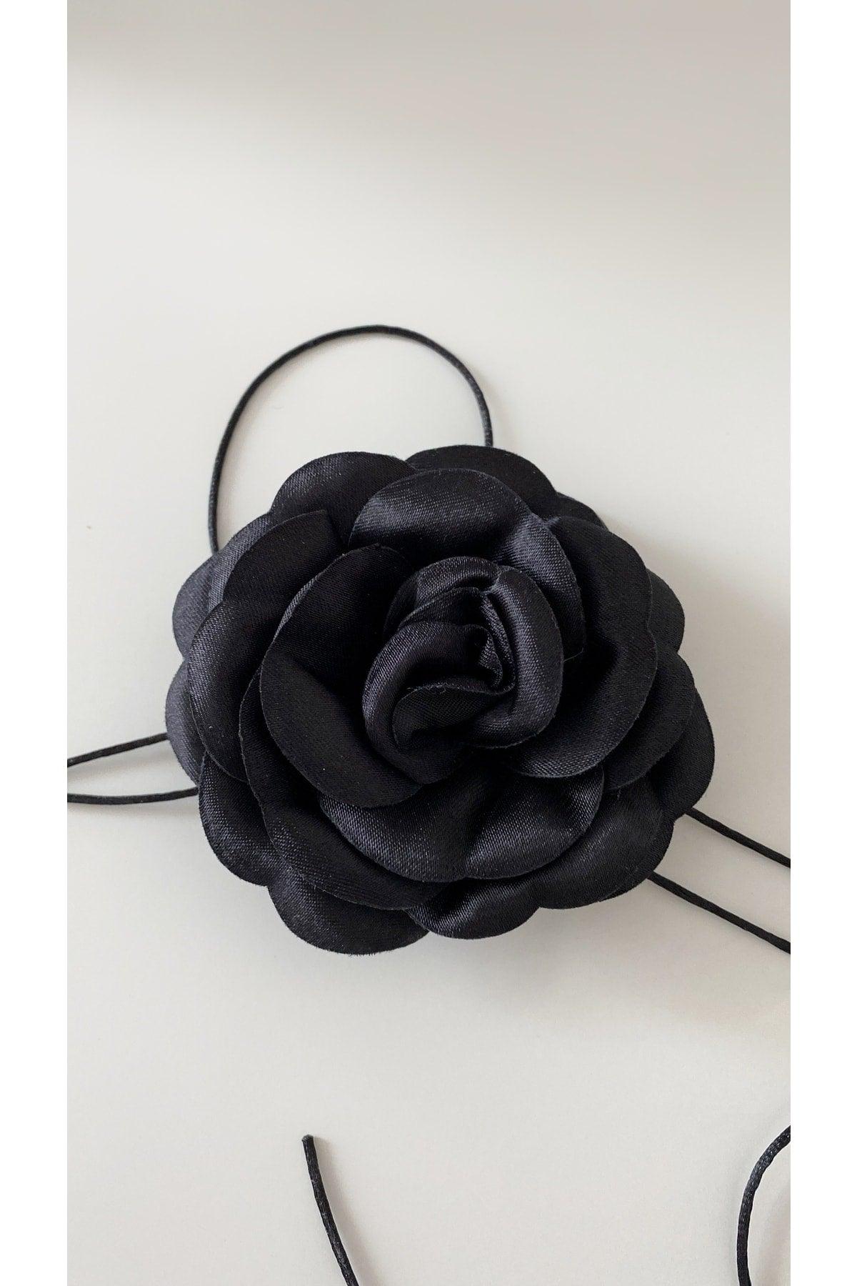 Lace-Up Fabric Flower Choker Necklace Rose Necklace - Swordslife