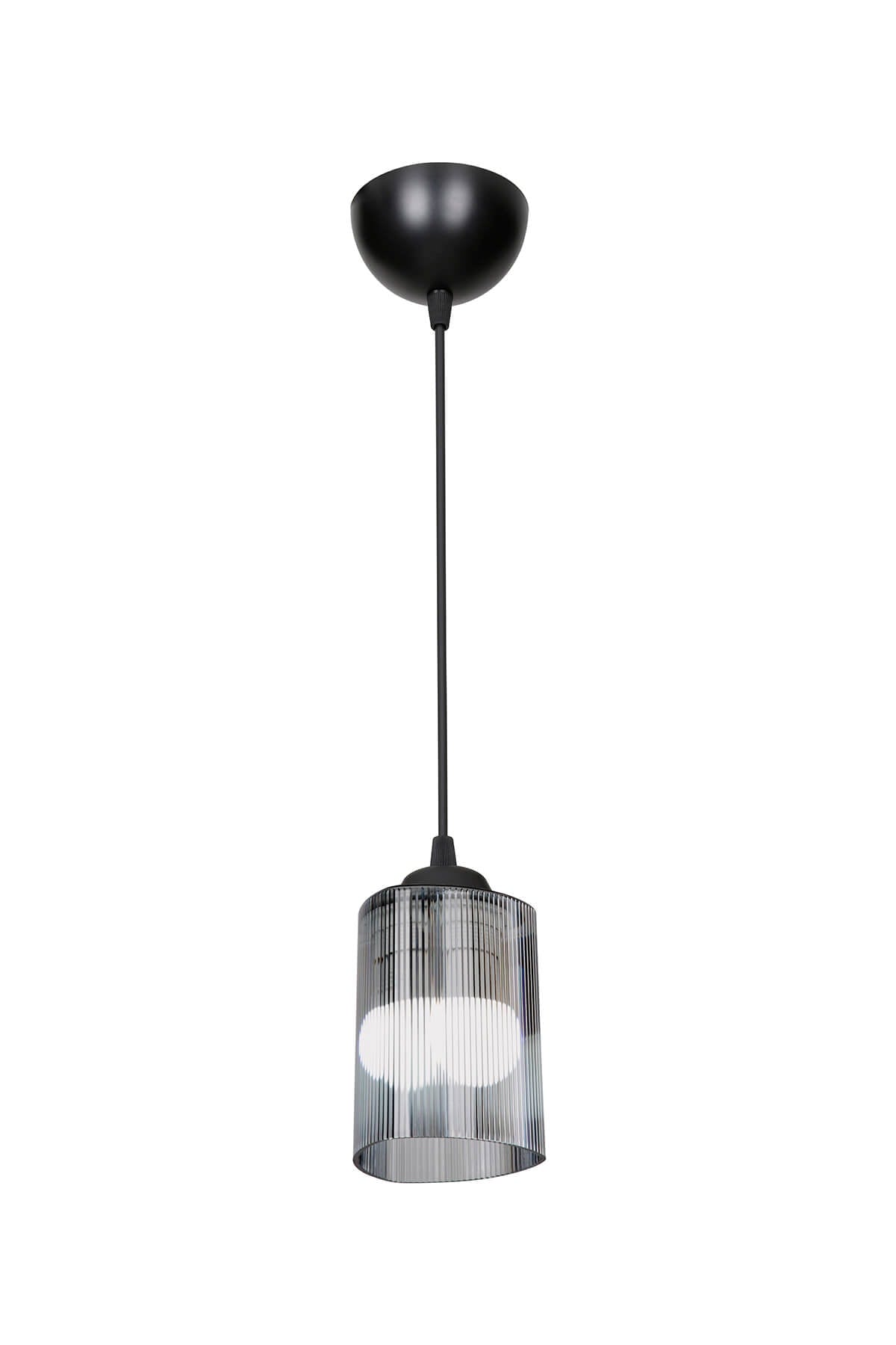 Smoked Optical Promo Pendant Lamp - Glass With Double Bulb Look
