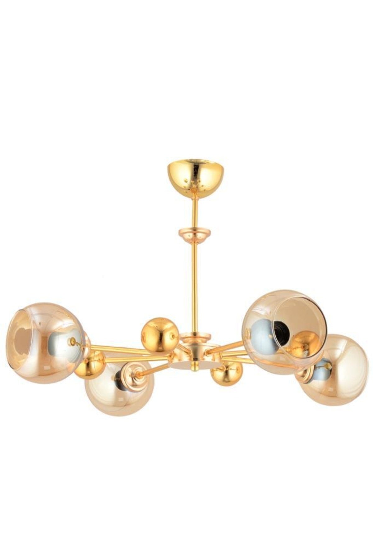 4-teiliger Kronleuchter aus goldgelbem Opalglas „Nairobi“