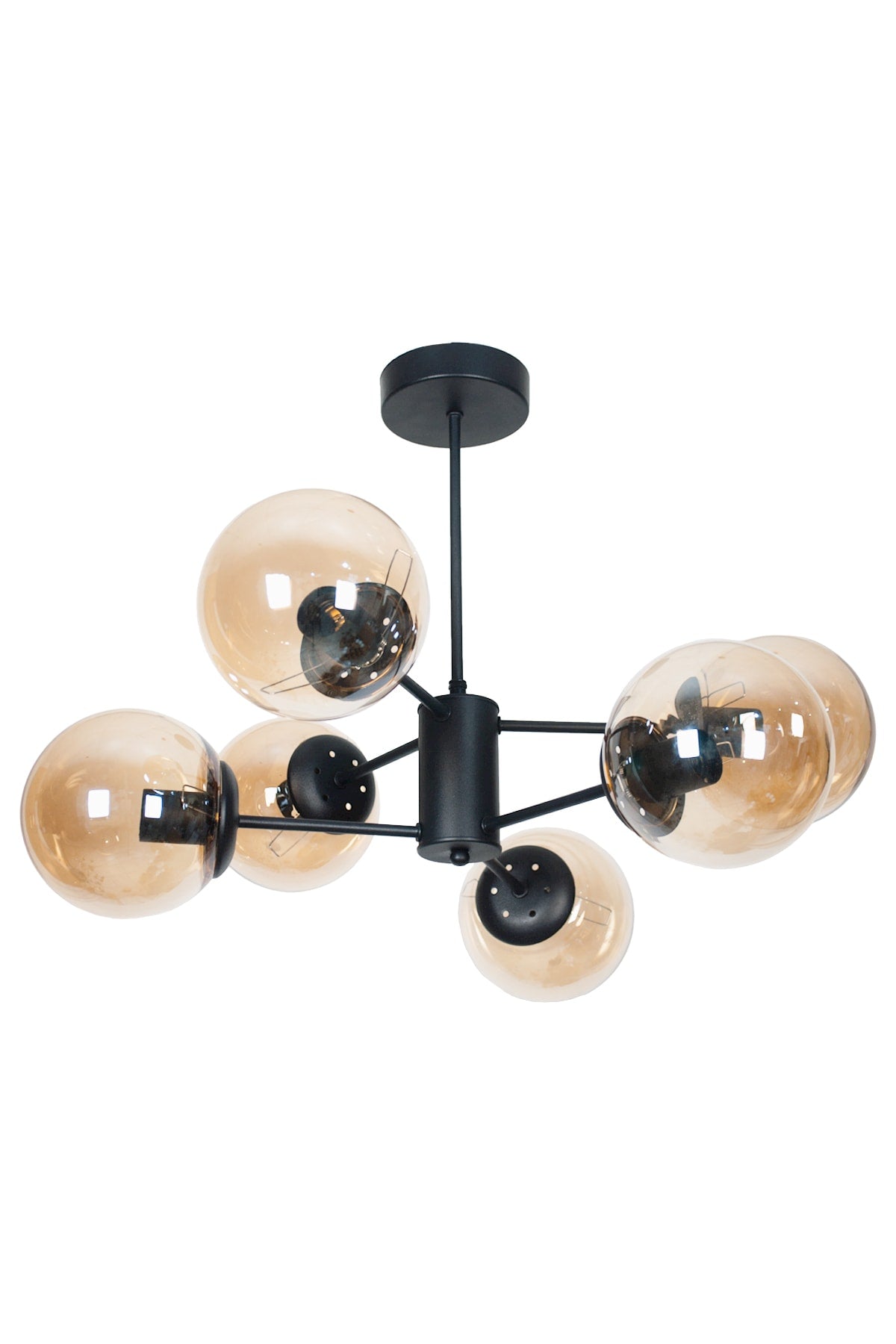 Oscar Modernes Luxusdesign Schwarz Gehäuse Honigglas Wohnzimmer - Küche - Schlafzimmer 6-teiliger Kronleuchter