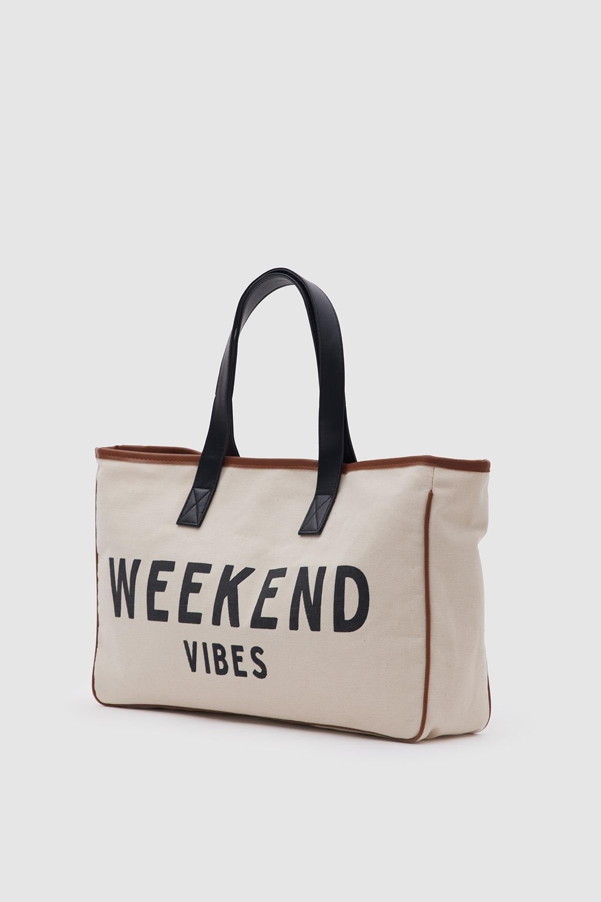 Canvas Stoff größere Shopper Tasche Weekend