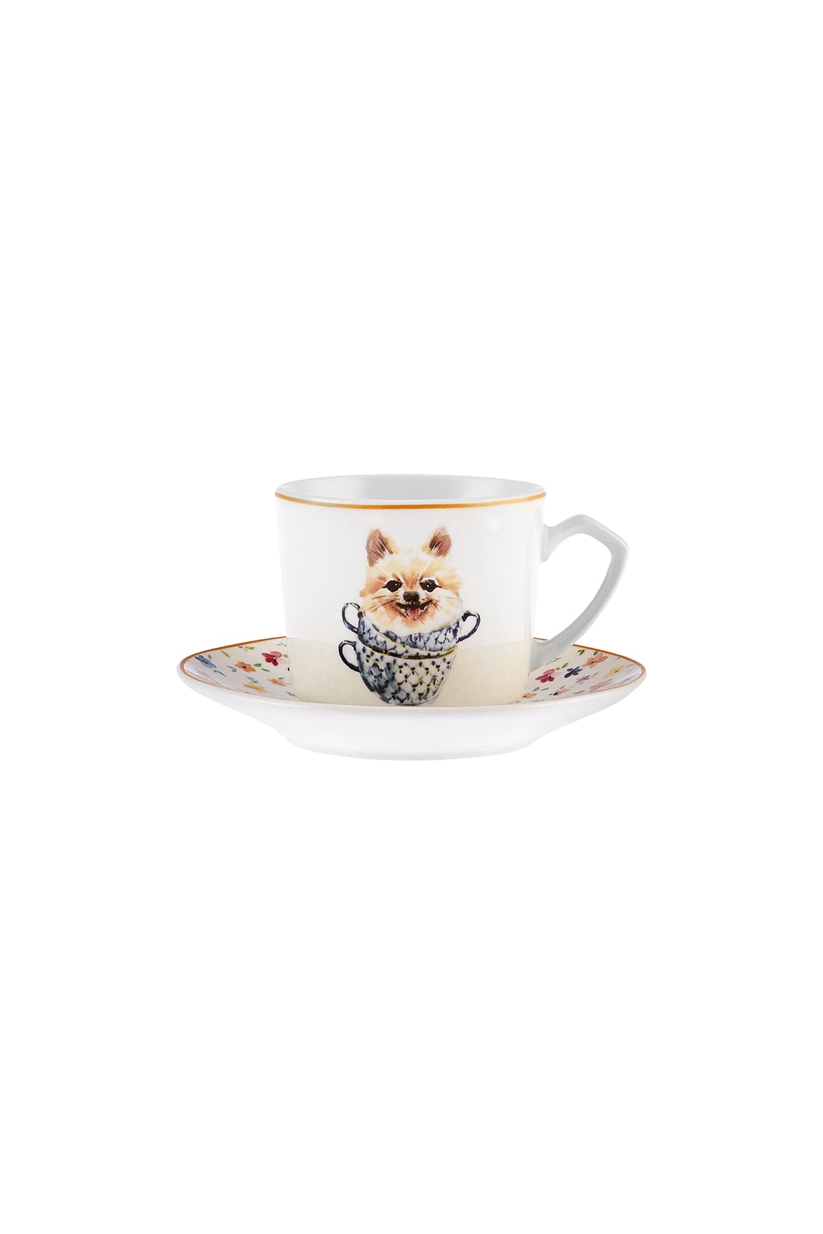 6er Set Kaffeetassen mit Hund 80 ml